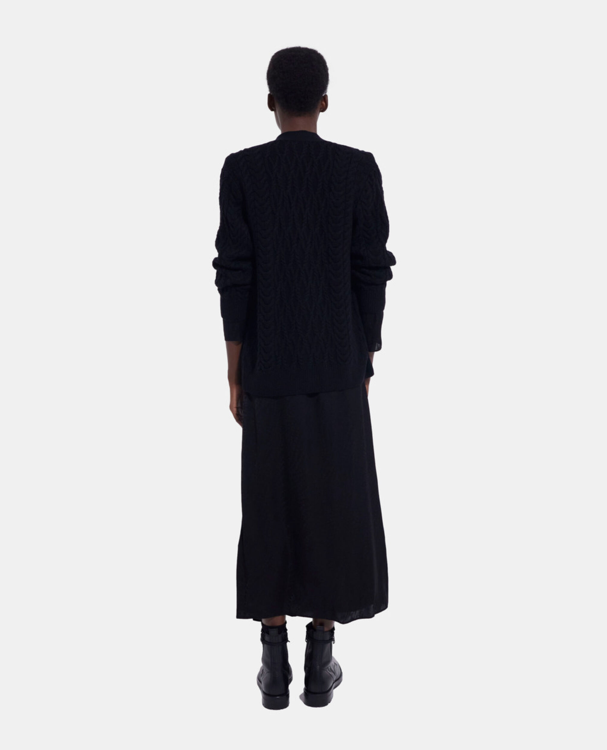 Black wool cardigan, BLACK, hi-res image number null