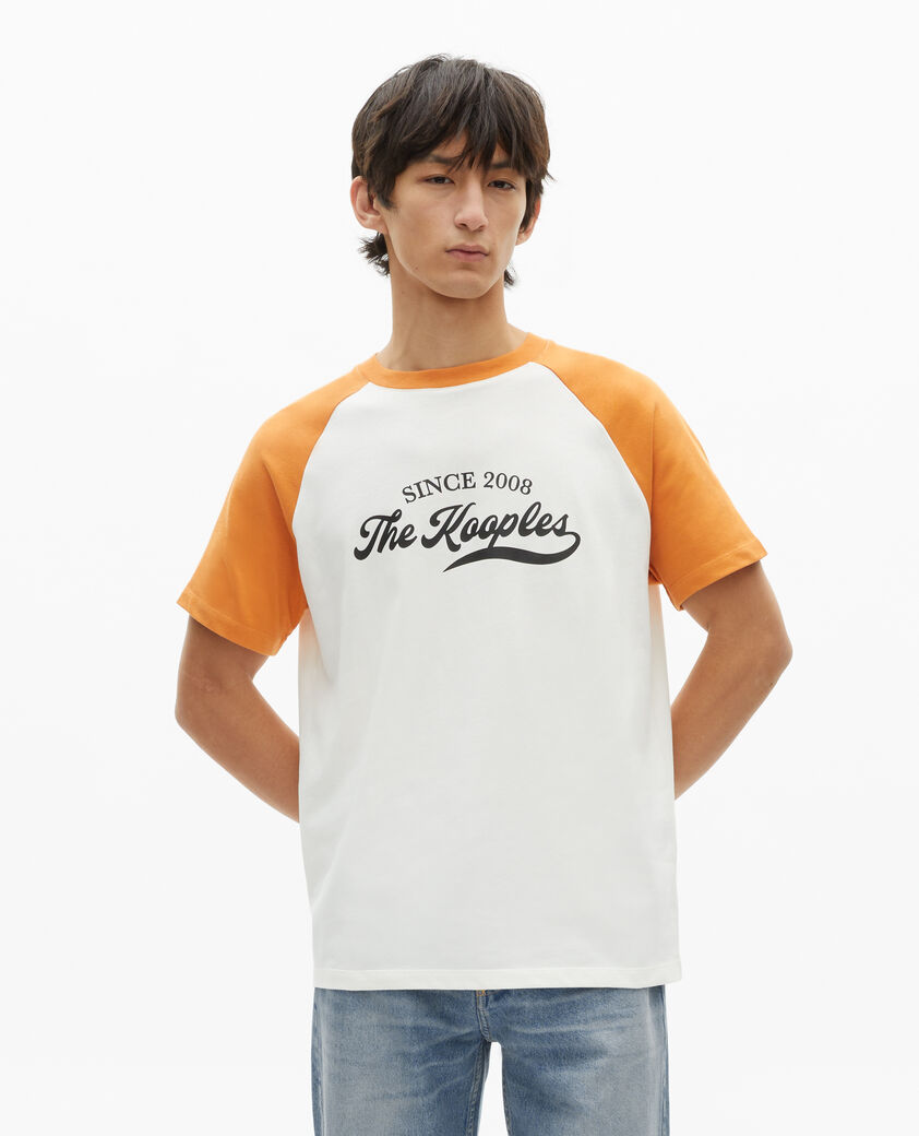 The Kooples MEN ECRU t-shirt with ecru logo screen print