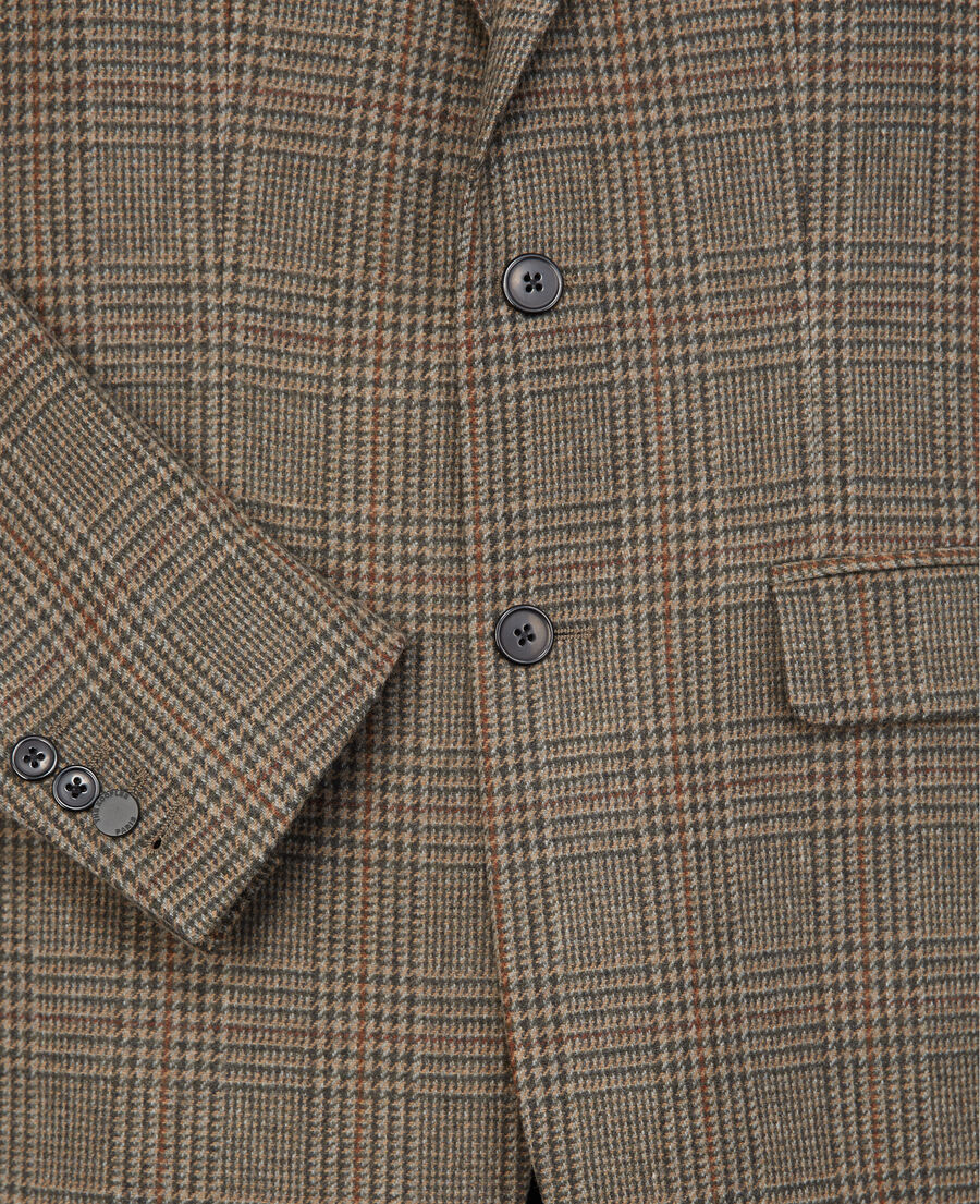 chaqueta elegante marrón lana cuadros