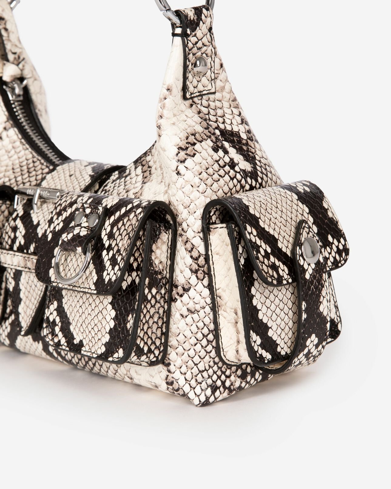 The Kooples FEMME BLACK WHITE sac amelia small en cuir effet python