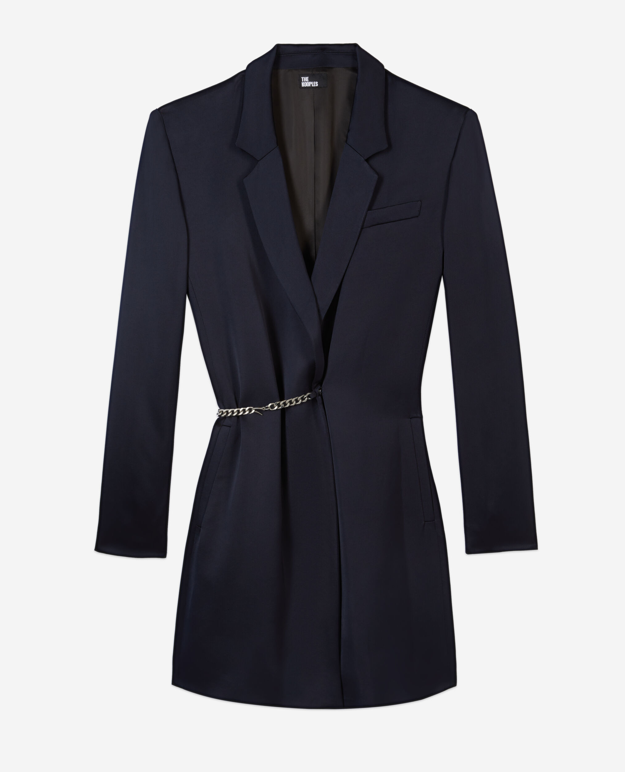 Robe tailleur courte bleu marine avec chaîne, NAVY, hi-res image number null