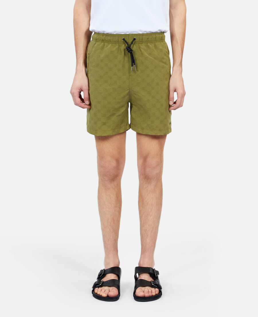 The Kooples H KAKI monogram khaki swim shorts