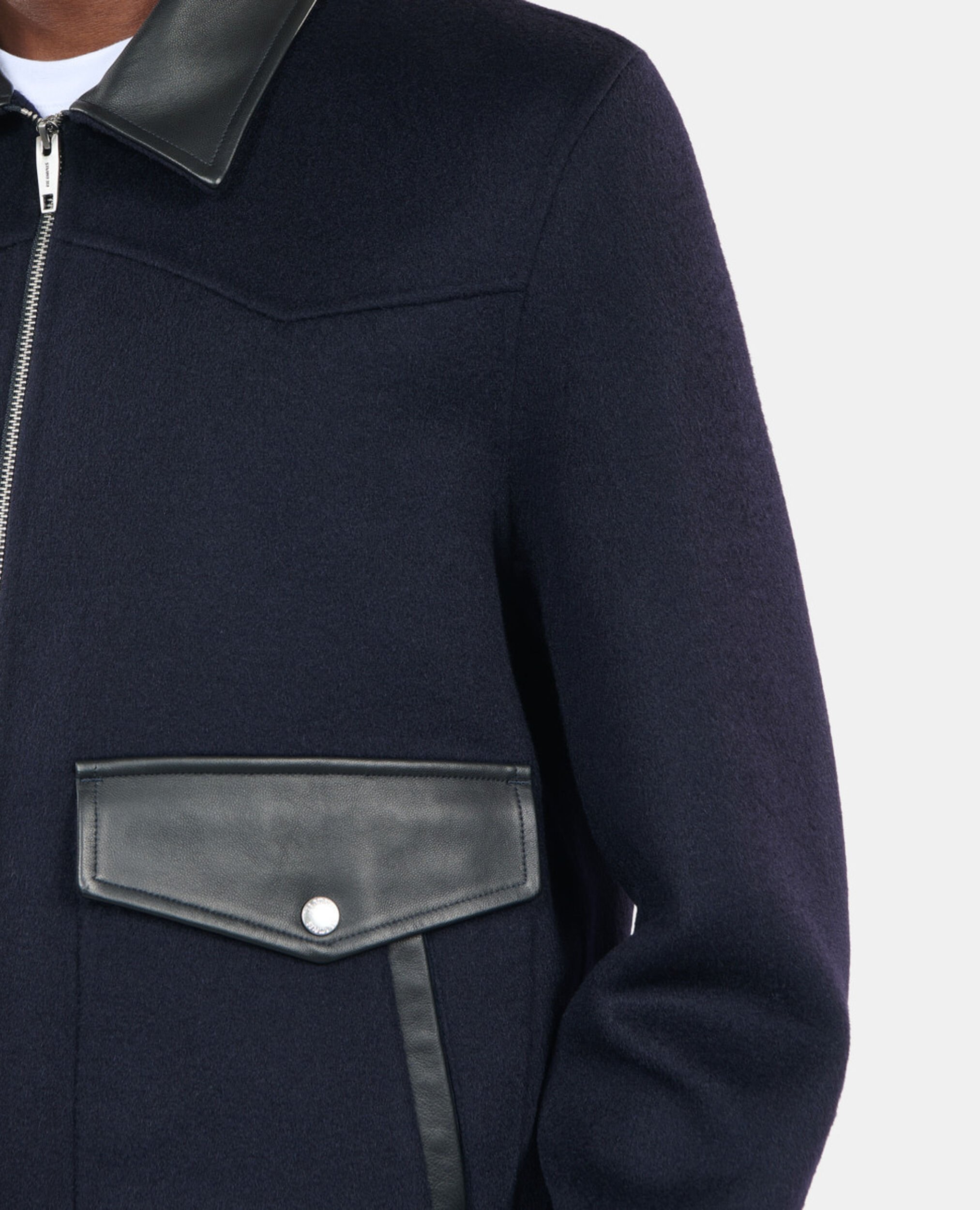 Navy blue double-faced wool jacket, NAVY, hi-res image number null