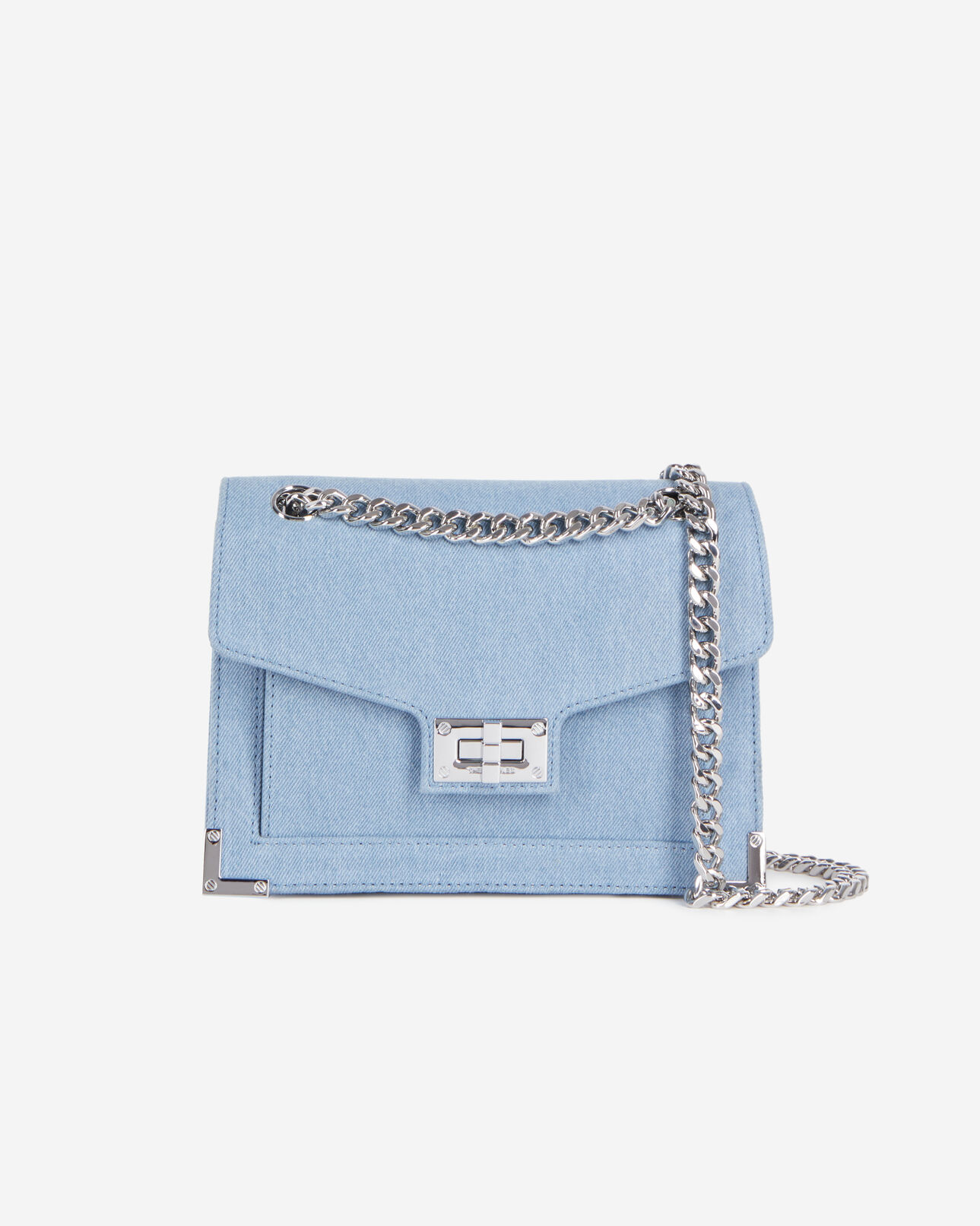 The Kooples FEMME BLUE DENIM sac emily chaîne en denim bleu