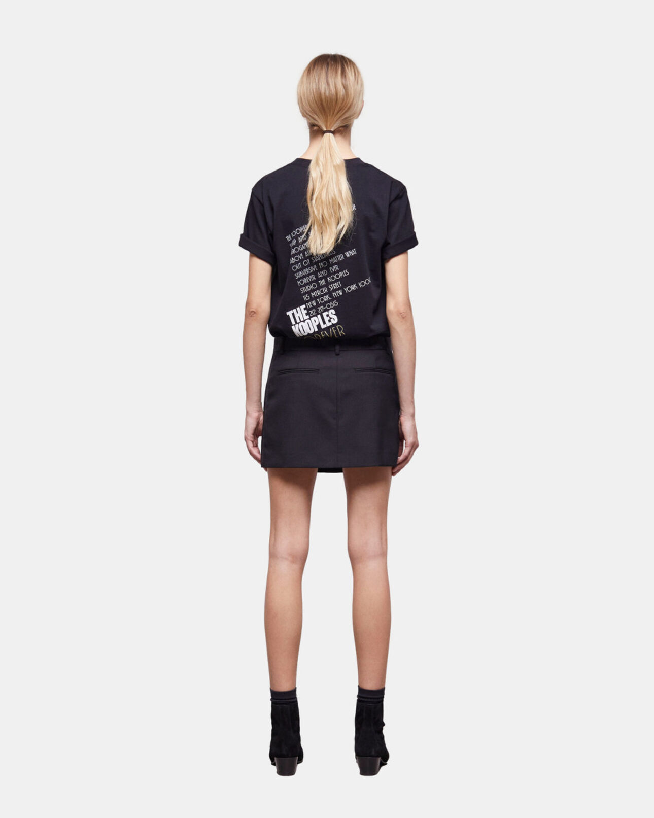The Kooples WOMEN BLACK short black wool skirt