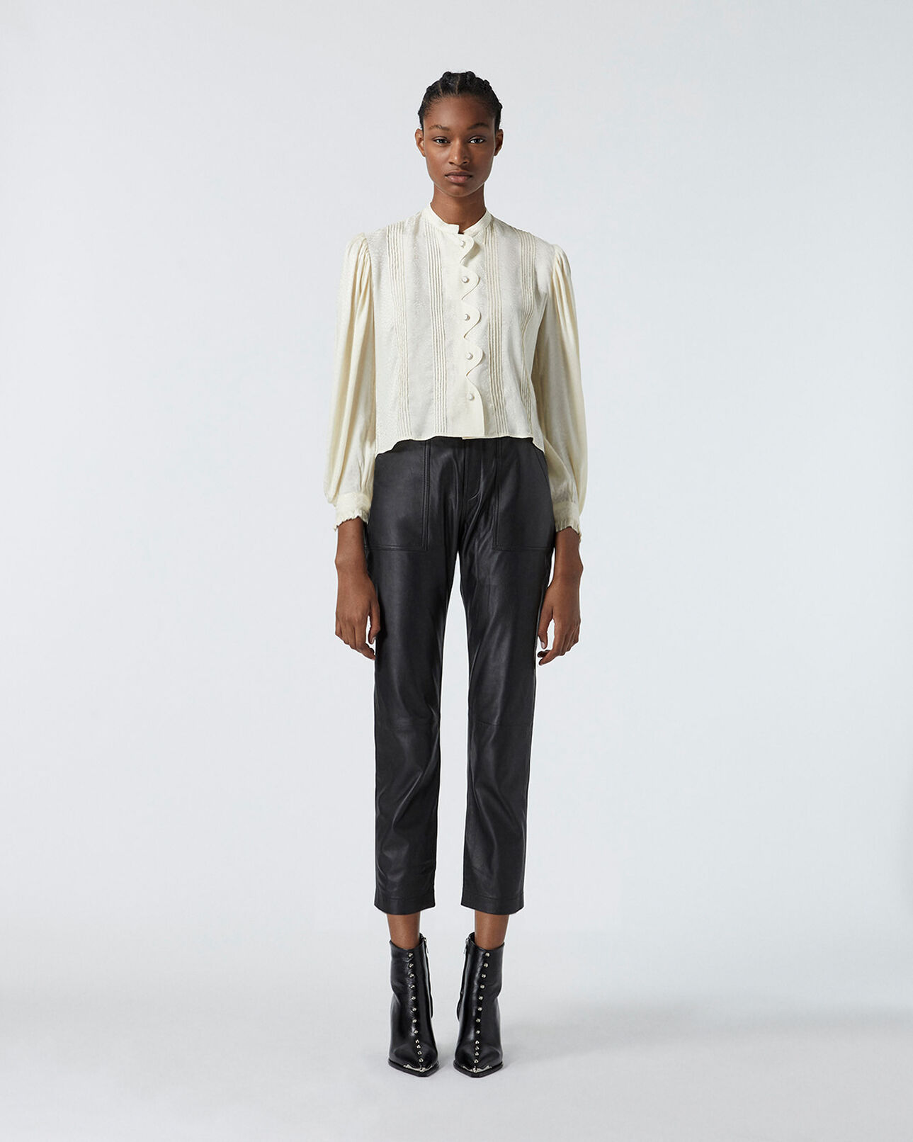 The Kooples WOMEN ECRU flowing ecru top with snakeskin motif