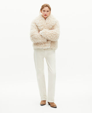 The Kooples WOMEN ECRU short ecru fur-effect coat