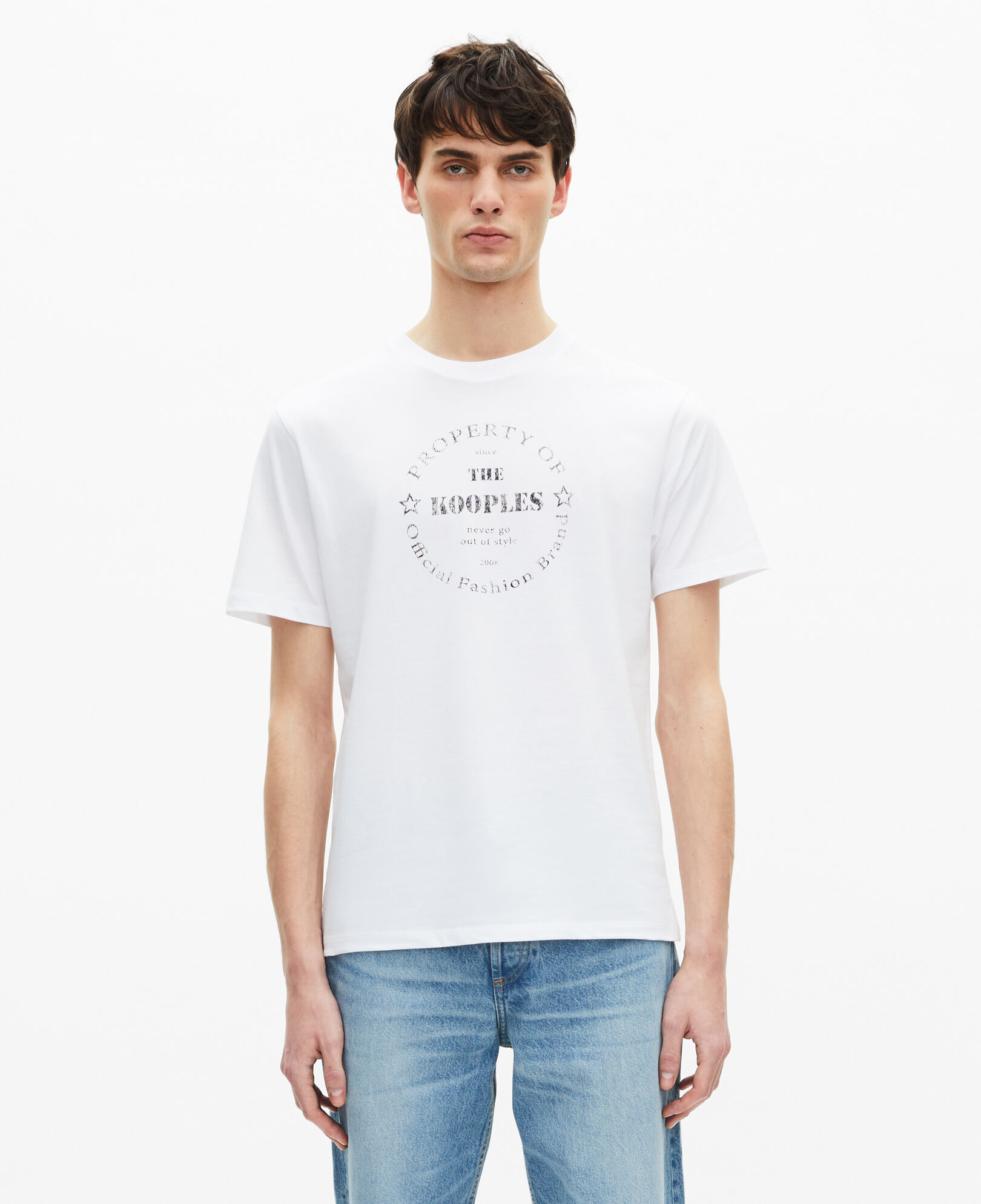 The Kooples MEN WHITE white screen printed t-shirt