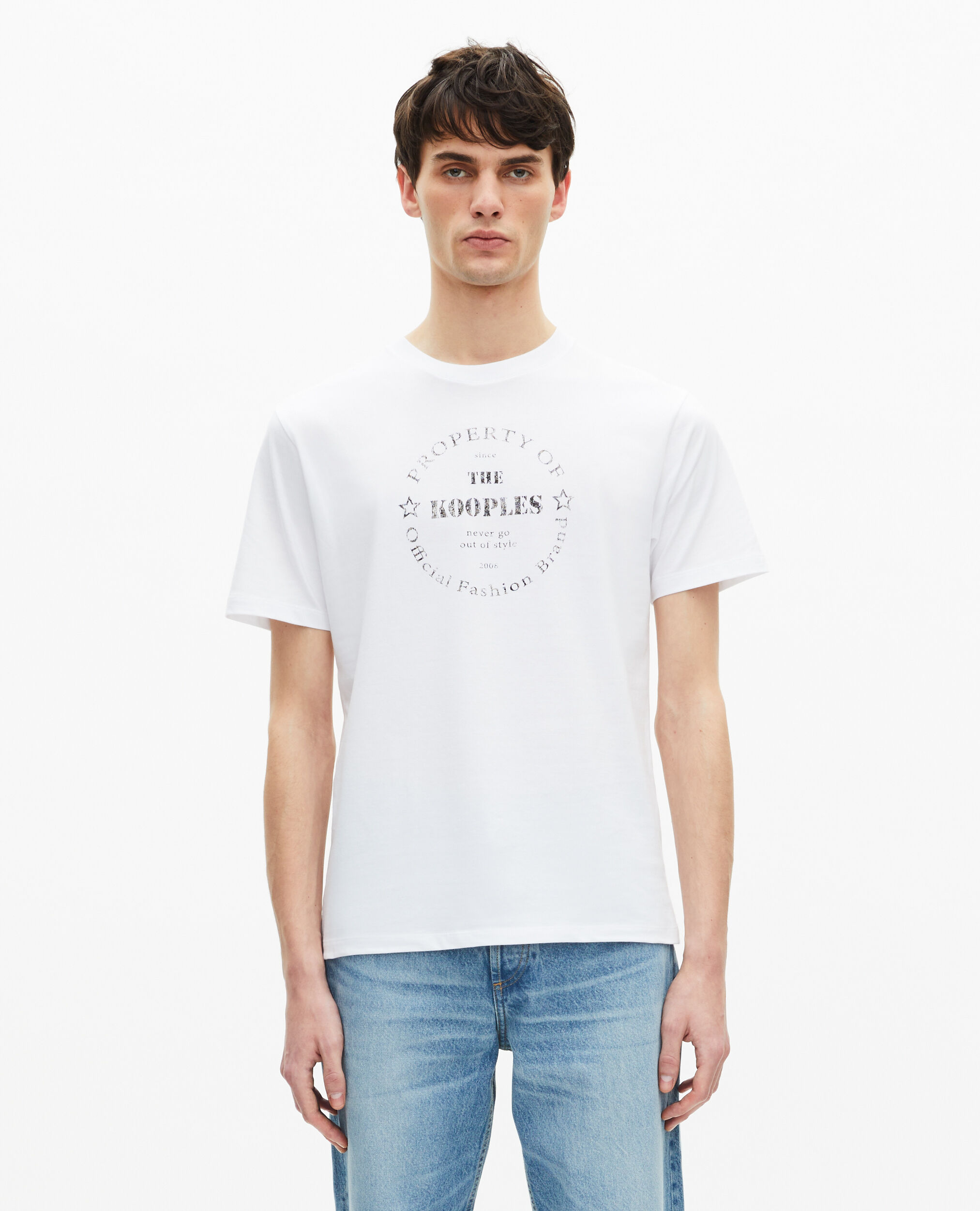 White screen printed t-shirt, WHITE, hi-res image number null