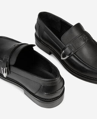 The Kooples HERREN BLACK schwarze mokassins aus leder mit einsätzen