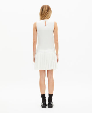 The Kooples FEMME LIGHT BEIGE robe courte en maille pliss&eacute;e &eacute;crue