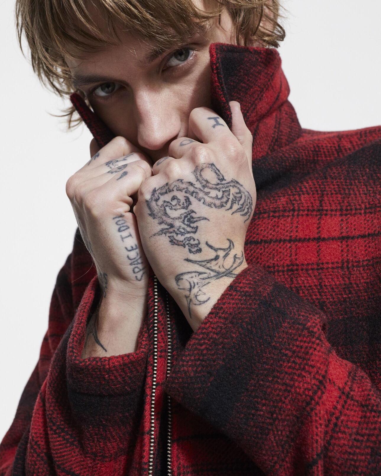 The Kooples MEN RED / BLACK wool jacket with check motif