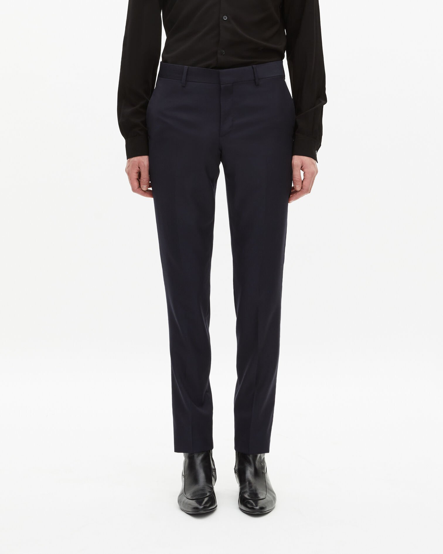 Pantalon de costume en laine ajusté bleu, DARK NAVY, hi-res image number null