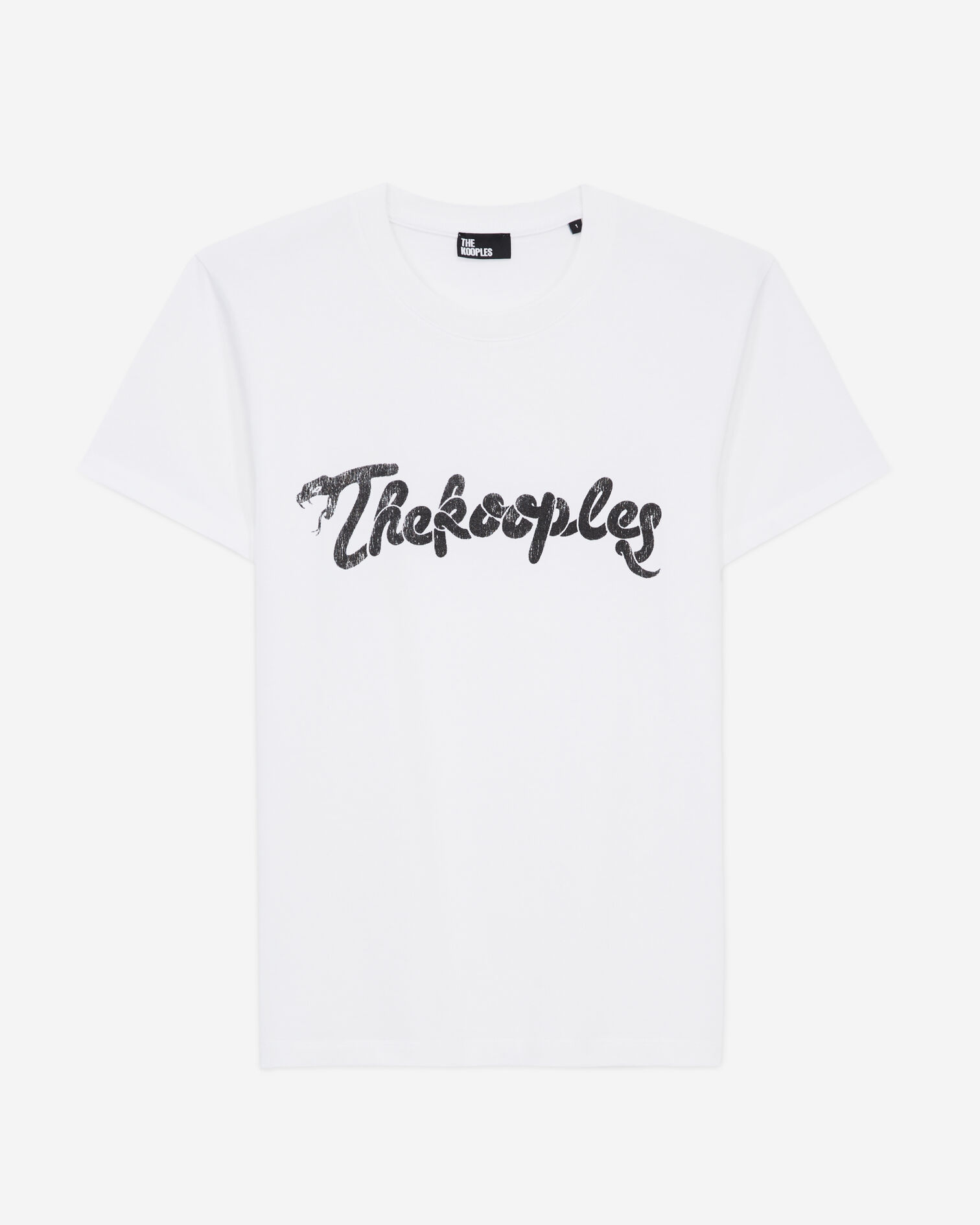 Women's white t-shirt with snake logo print, WHITE, hi-res image number null