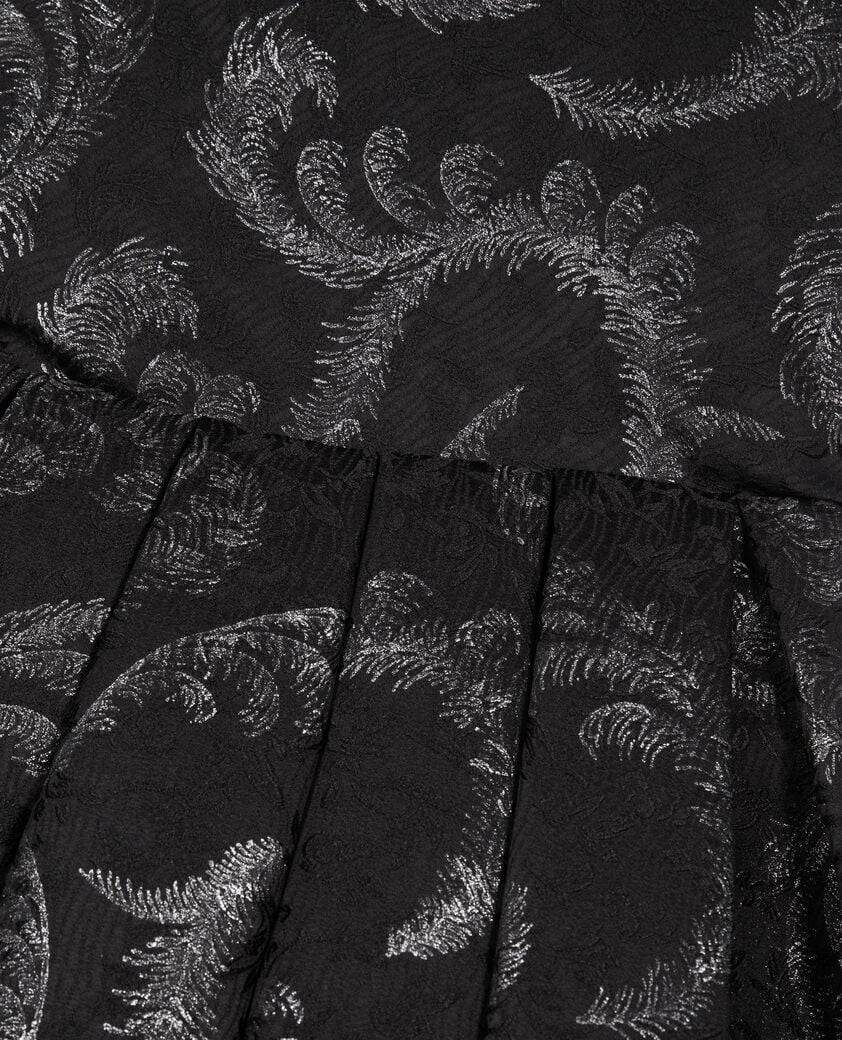 The Kooples FEMME BLACK / SILVER robe courte bustier en jacquard noire