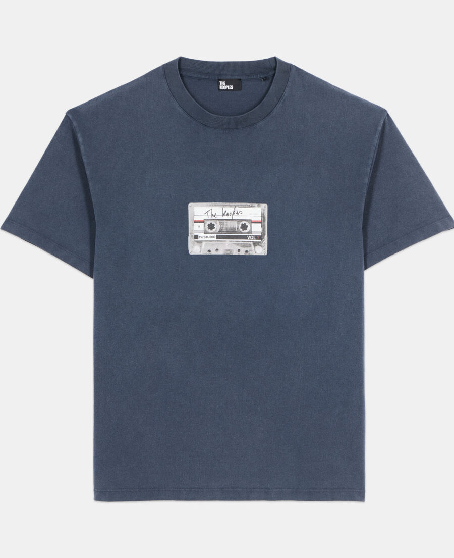 The Kooples MEN CARBONE carbon blue screen printed t-shirt