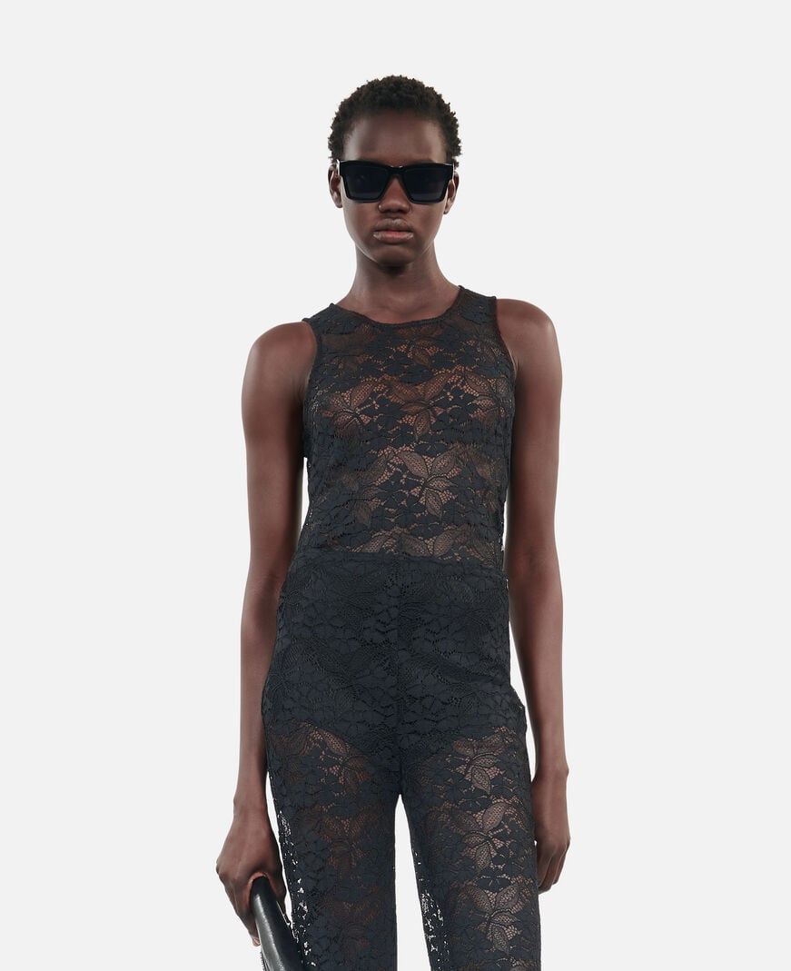The Kooples WOMEN BLACK black lace trousers