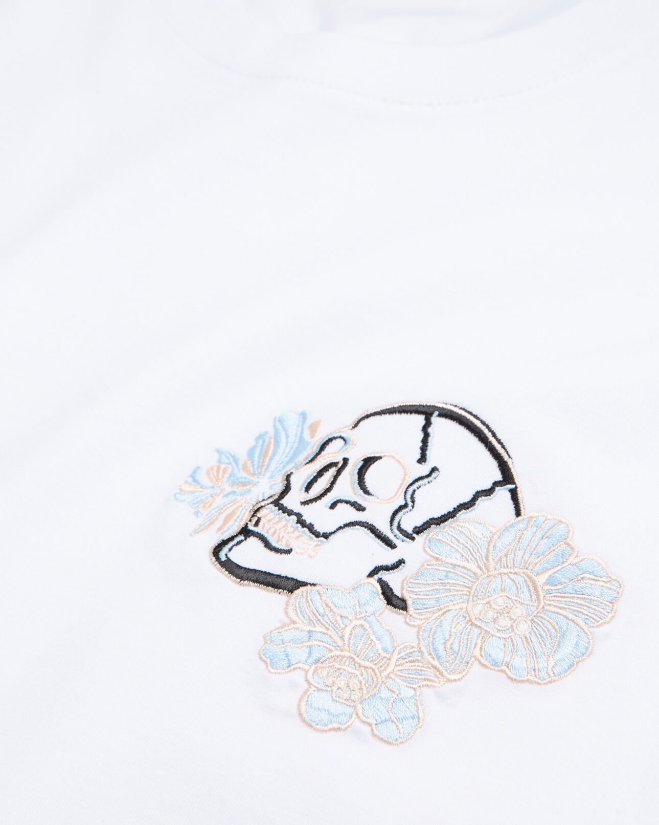 The Kooples MEN WHITE white printed t-shirt with skull and flowers