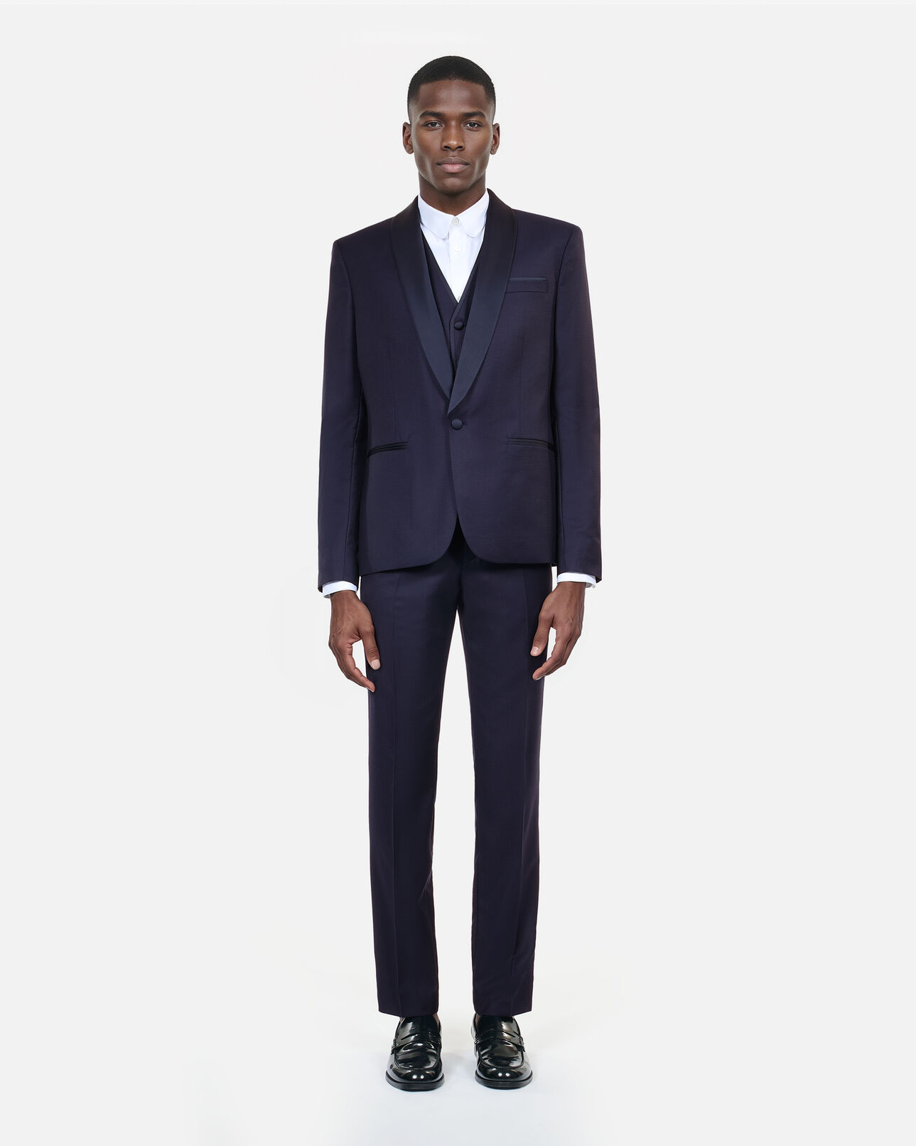 The Kooples HOMME NAVY veste de smoking en laine bleu marine coupe ajustée