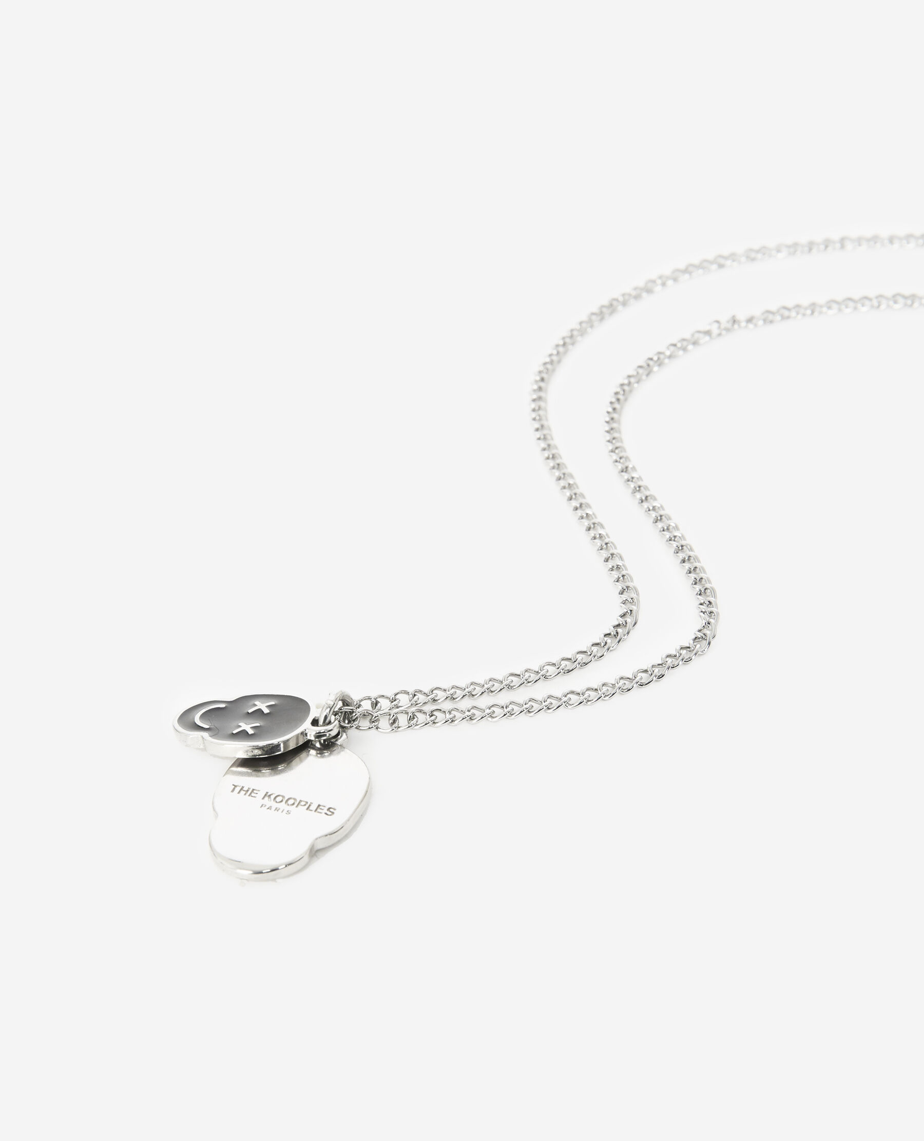 Silver necklace for men with double skull