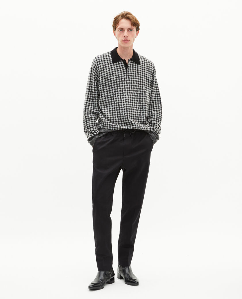 The Kooples HOMME BLACK WHITE pull en pied de poule noir