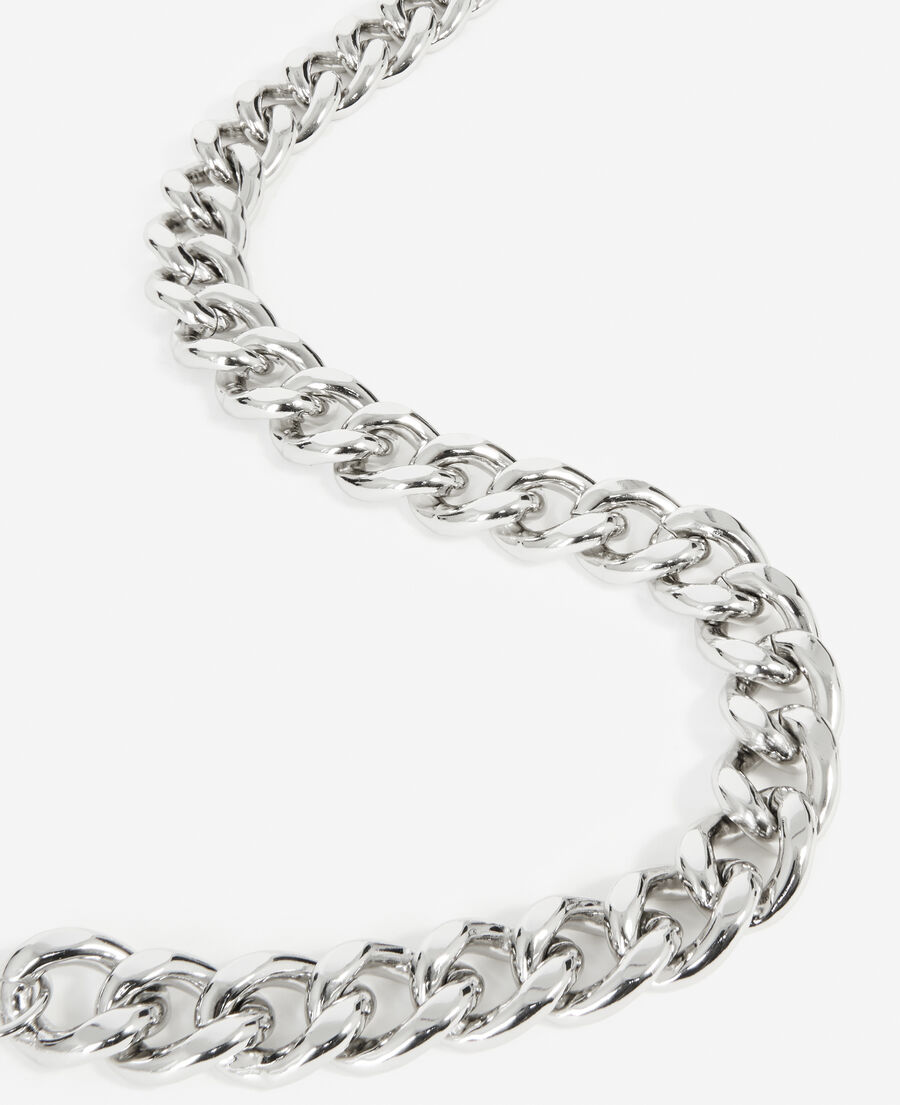 silver metal necklace with small links