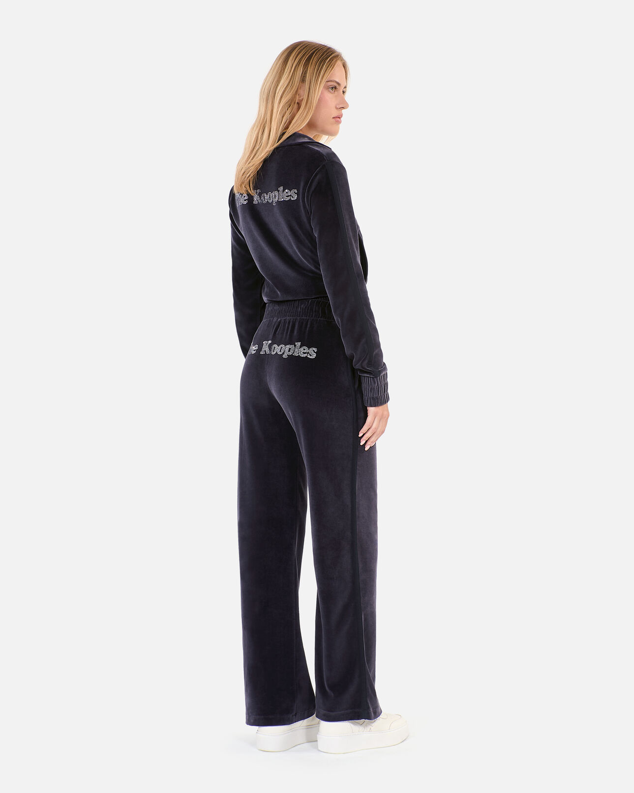 The Kooples WOMEN BLACK black velvet tracksuit trousers