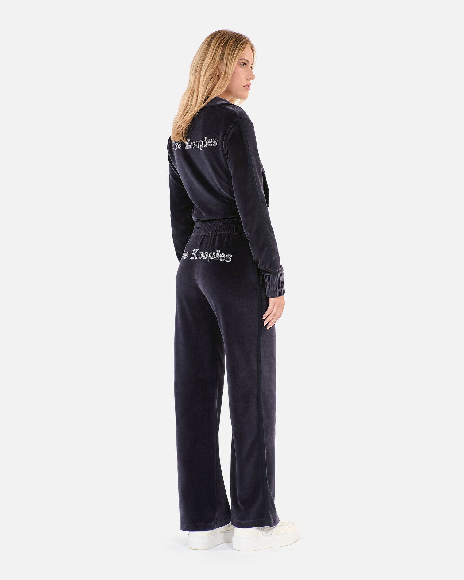Black velvet tracksuit trousers, BLACK, hi-res image number null