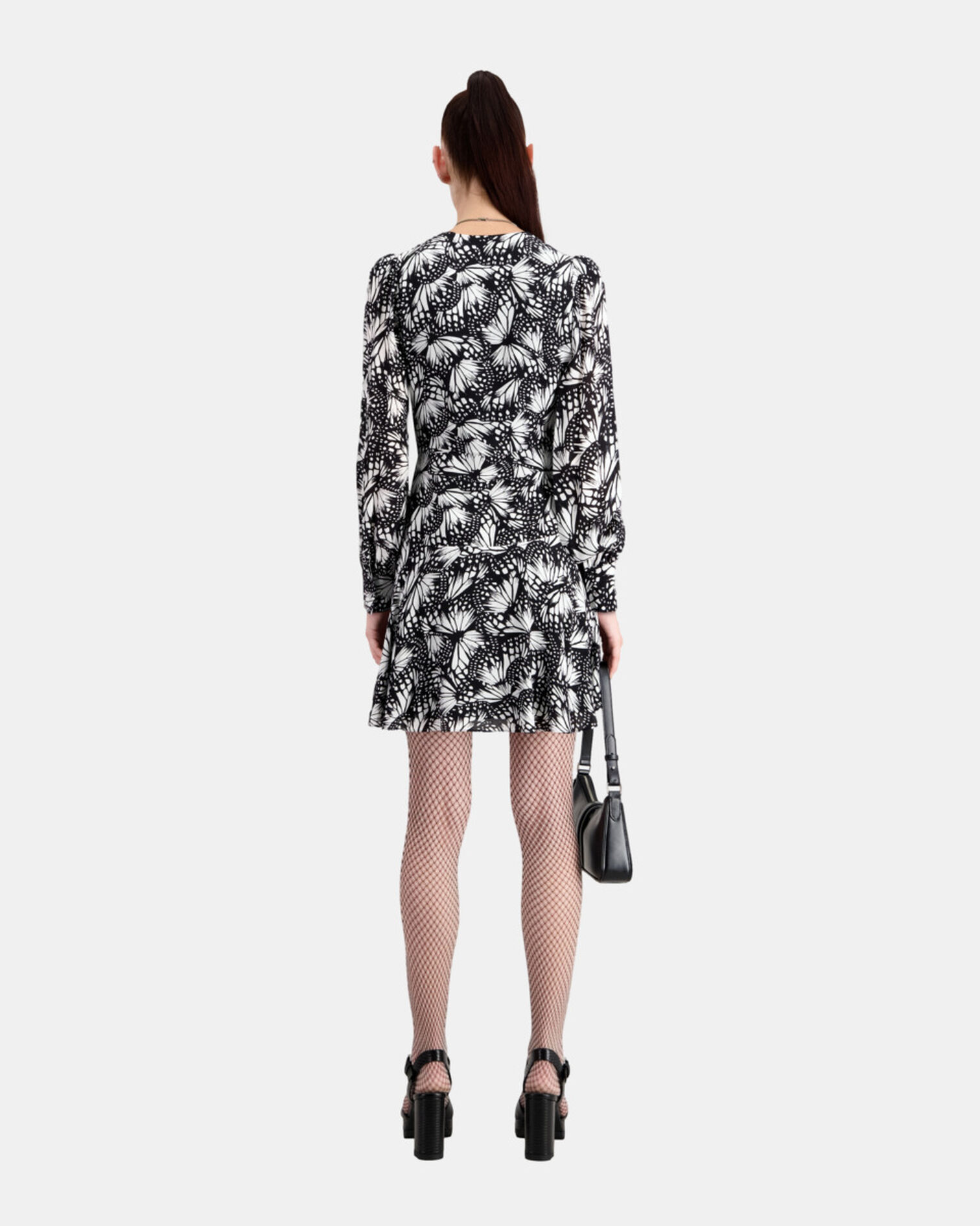Robe portefeuille courte imprimée, BLACK WHITE, hi-res image number null