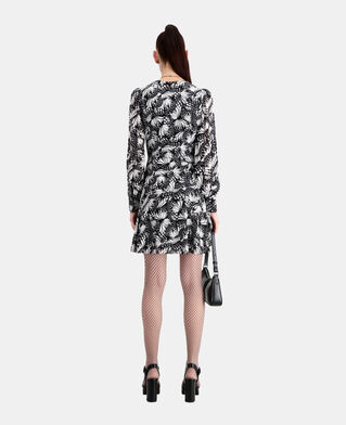 The Kooples F BLACK WHITE short printed wrap dress