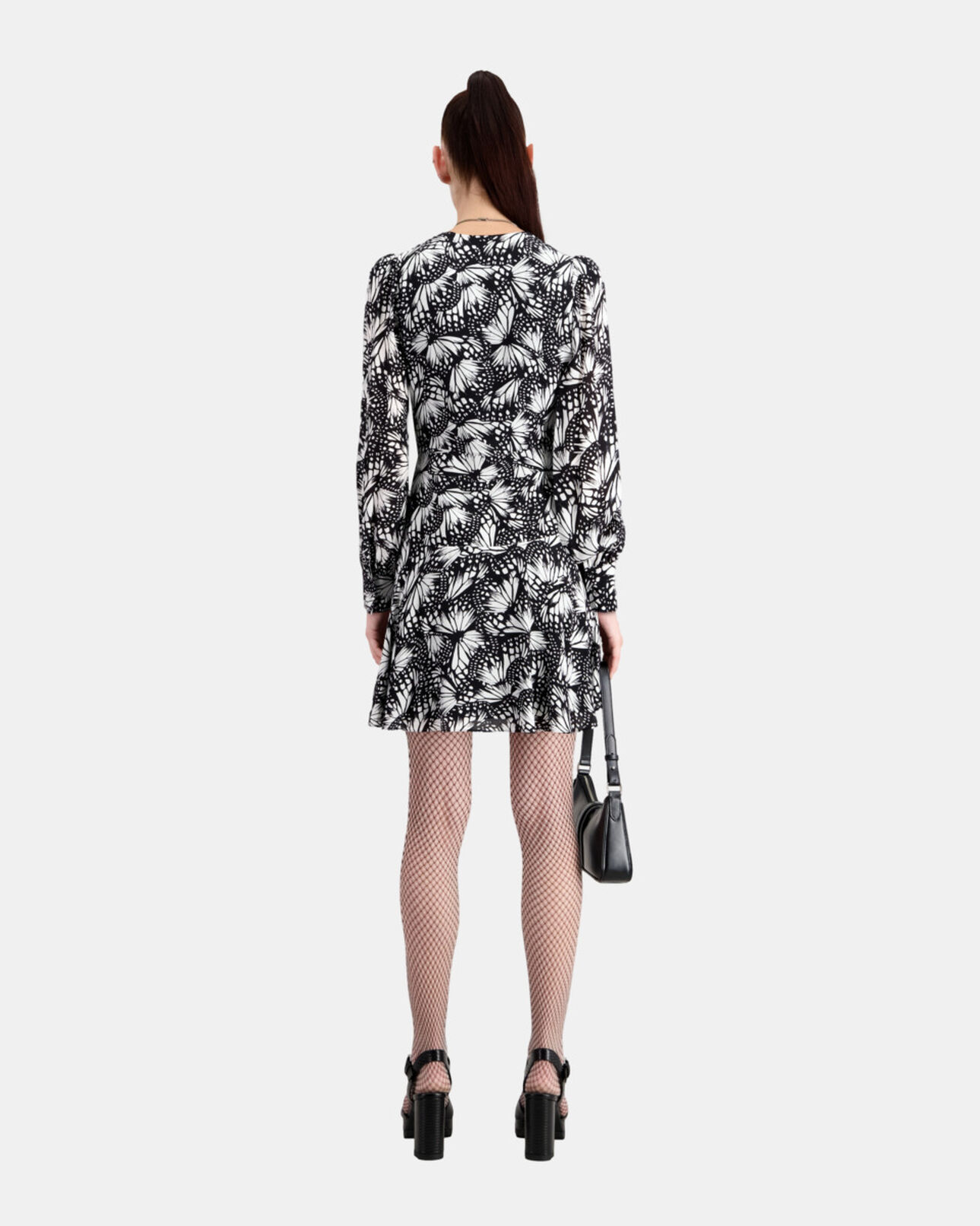 The Kooples WOMEN BLACK WHITE short printed wrap dress