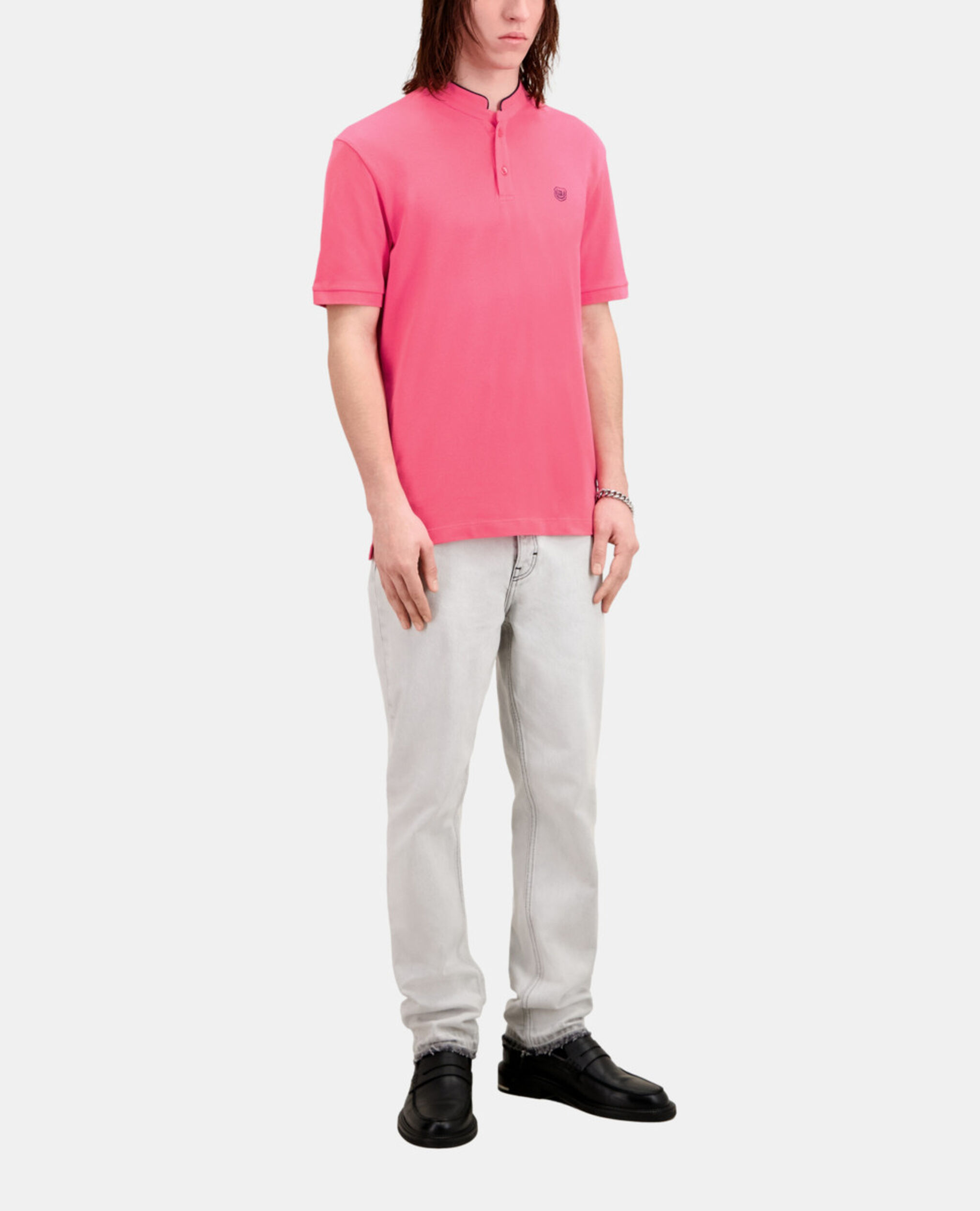 Pink cotton polo t-shirt, OLD PINK, hi-res image number null