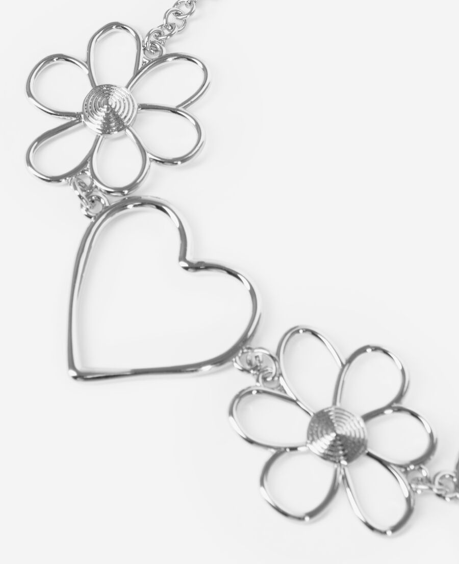 The Kooples DAMEN SILVER silberne halskette mit herz und blume