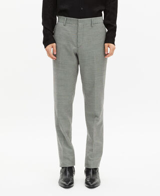 The Kooples HOMME BLACK GREY pantalon de costume ajusté en pied de poule noir et blanc