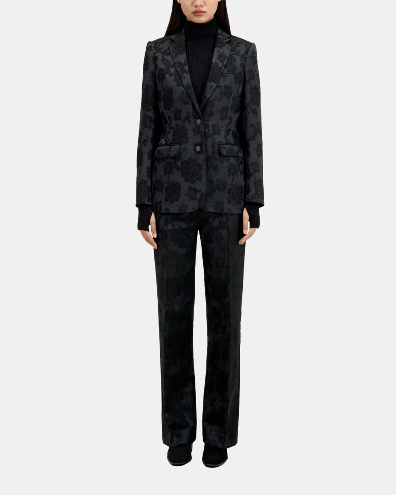 The Kooples WOMEN BLACK black floral suit jacket