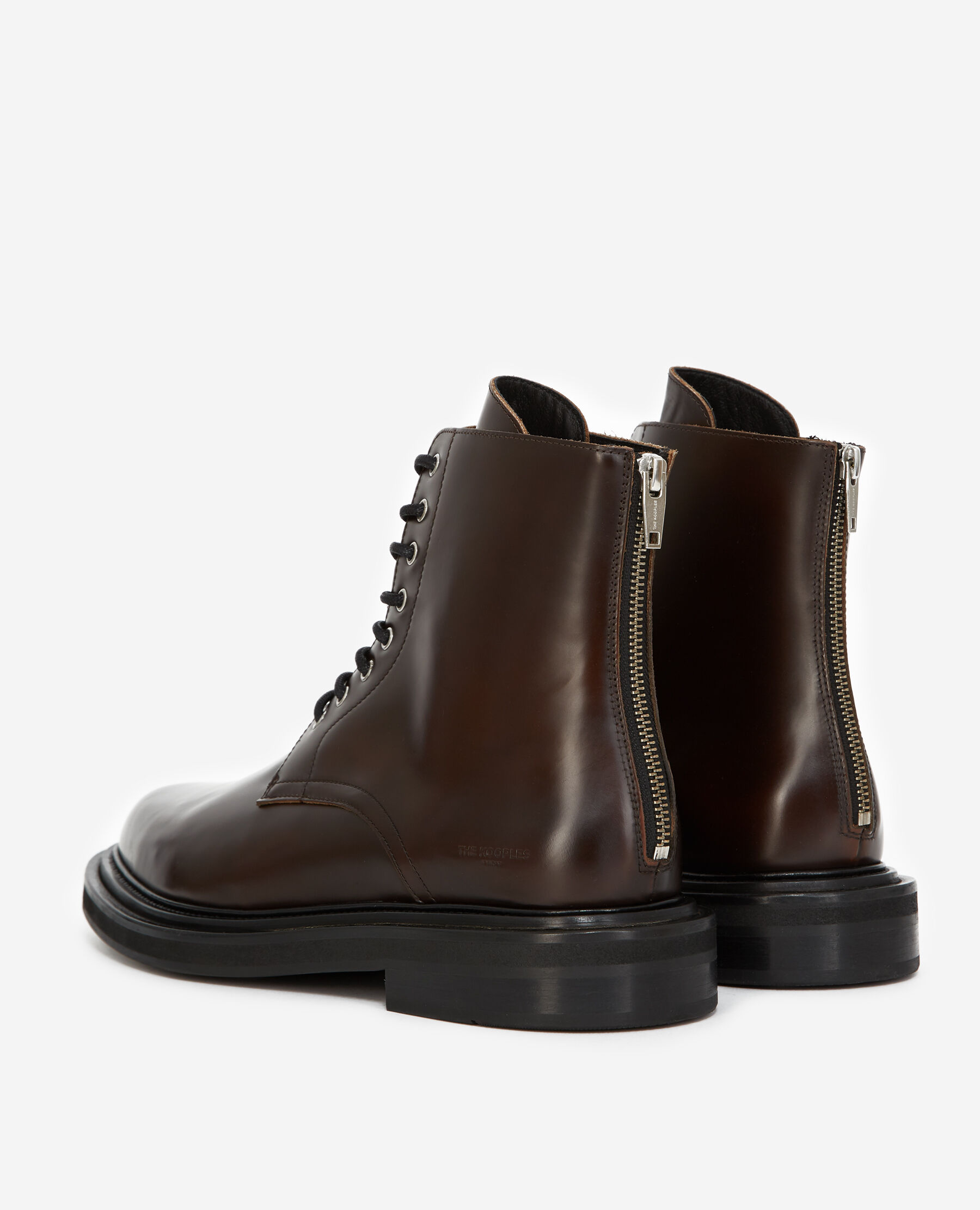 Brown leather boots with thick sole The Kooples