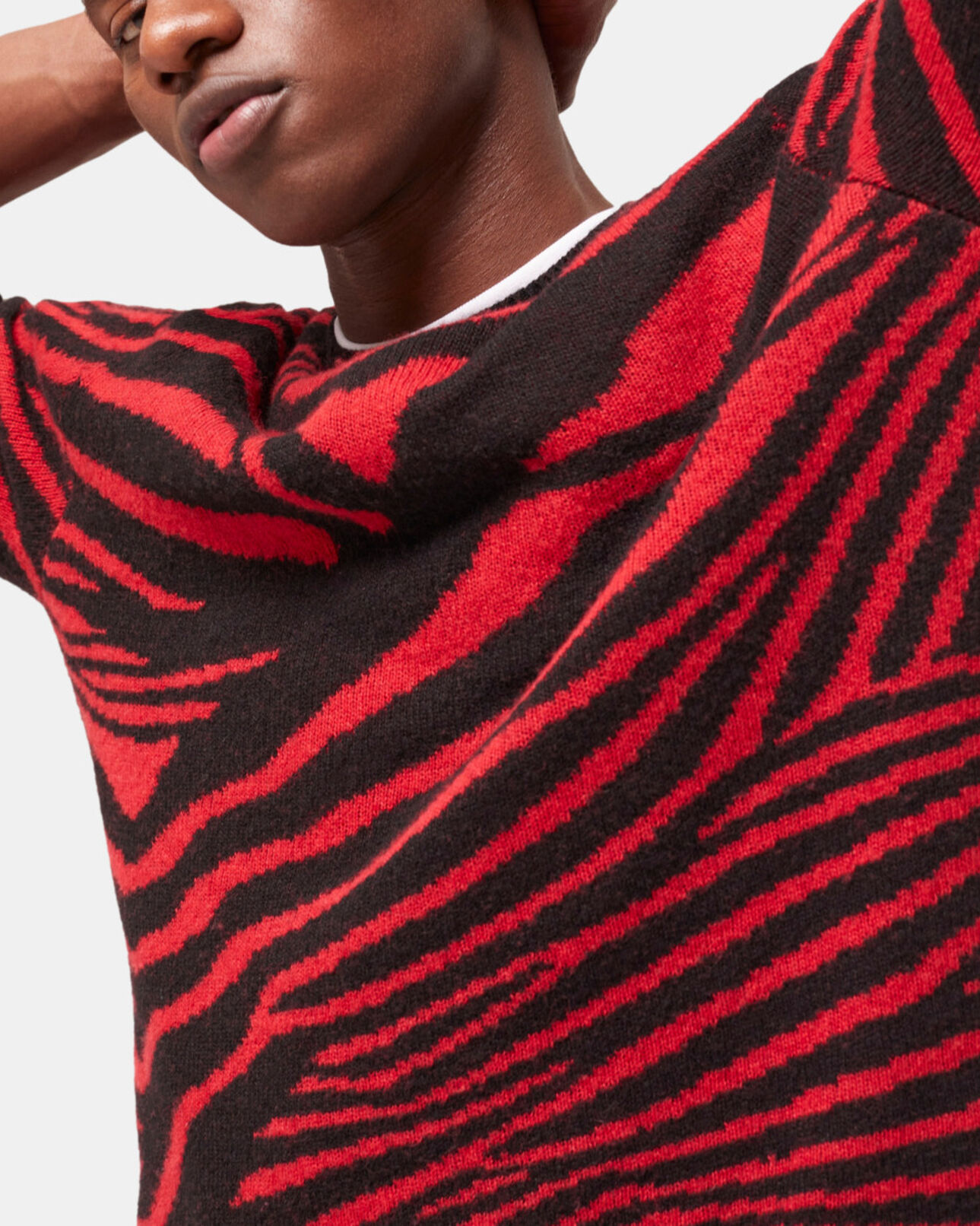 The Kooples HERREN BLACK - RED roter wollpullover mit print