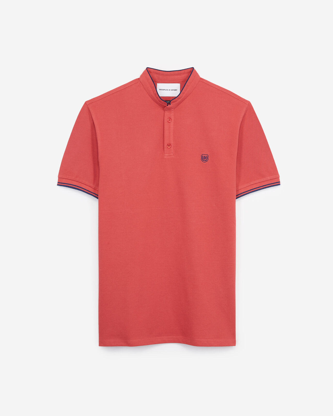 The Kooples MEN MINERAL RED / OFFICER NVY red cotton polo shirt with navy blue details
