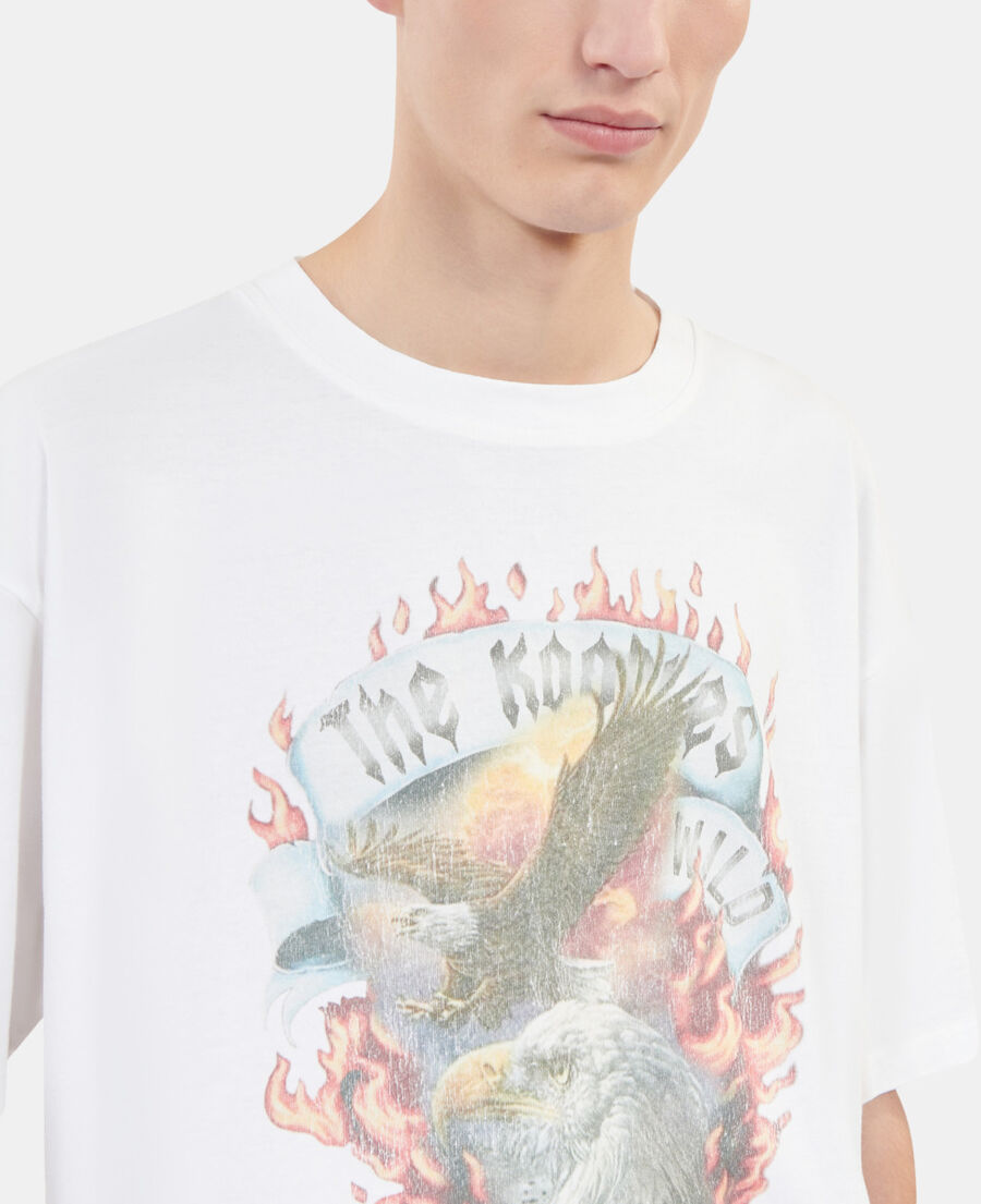 The Kooples H ECRU ecru eagles on fire black serigraphy t-shirt