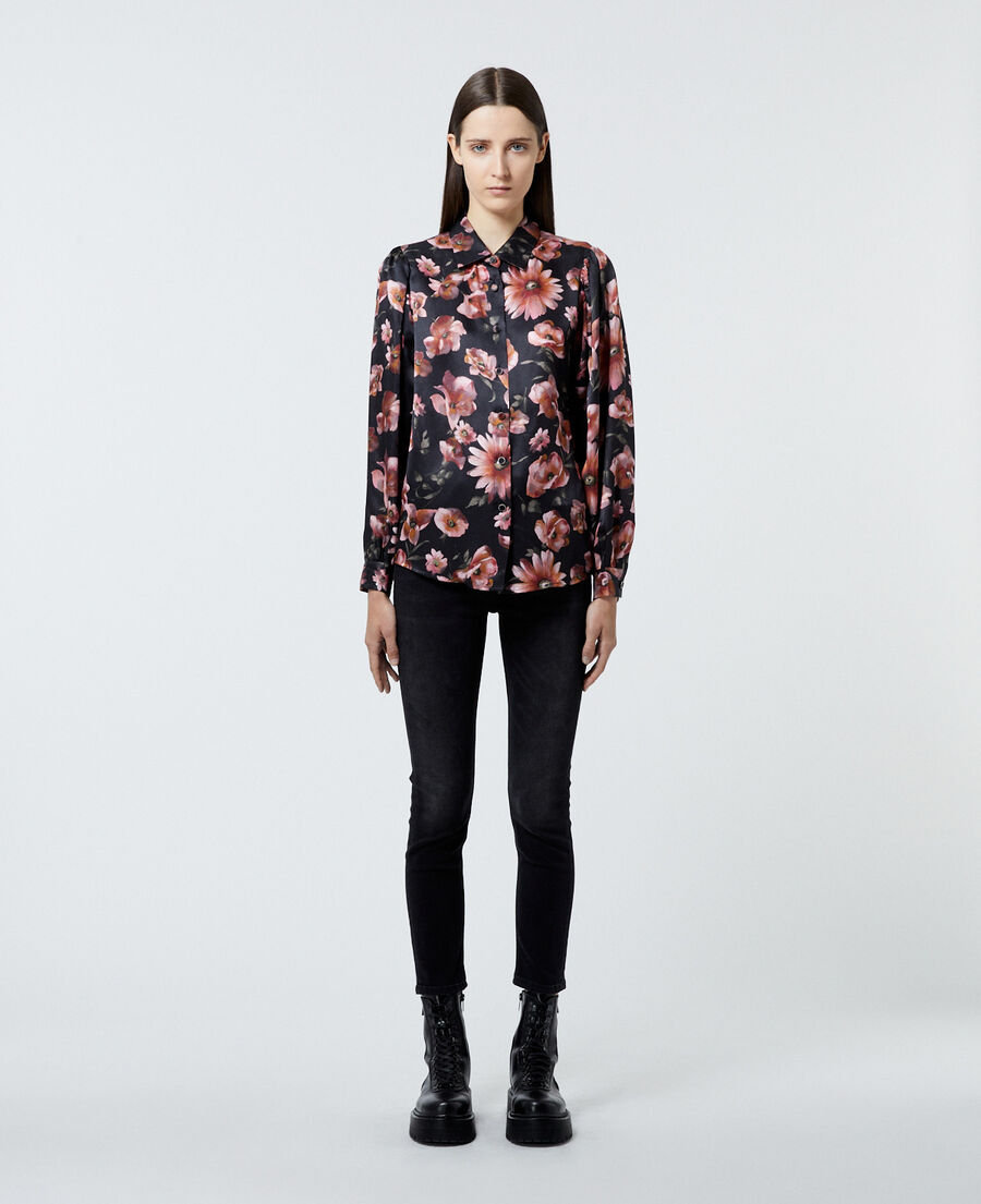 printed black shirt with long sleeves