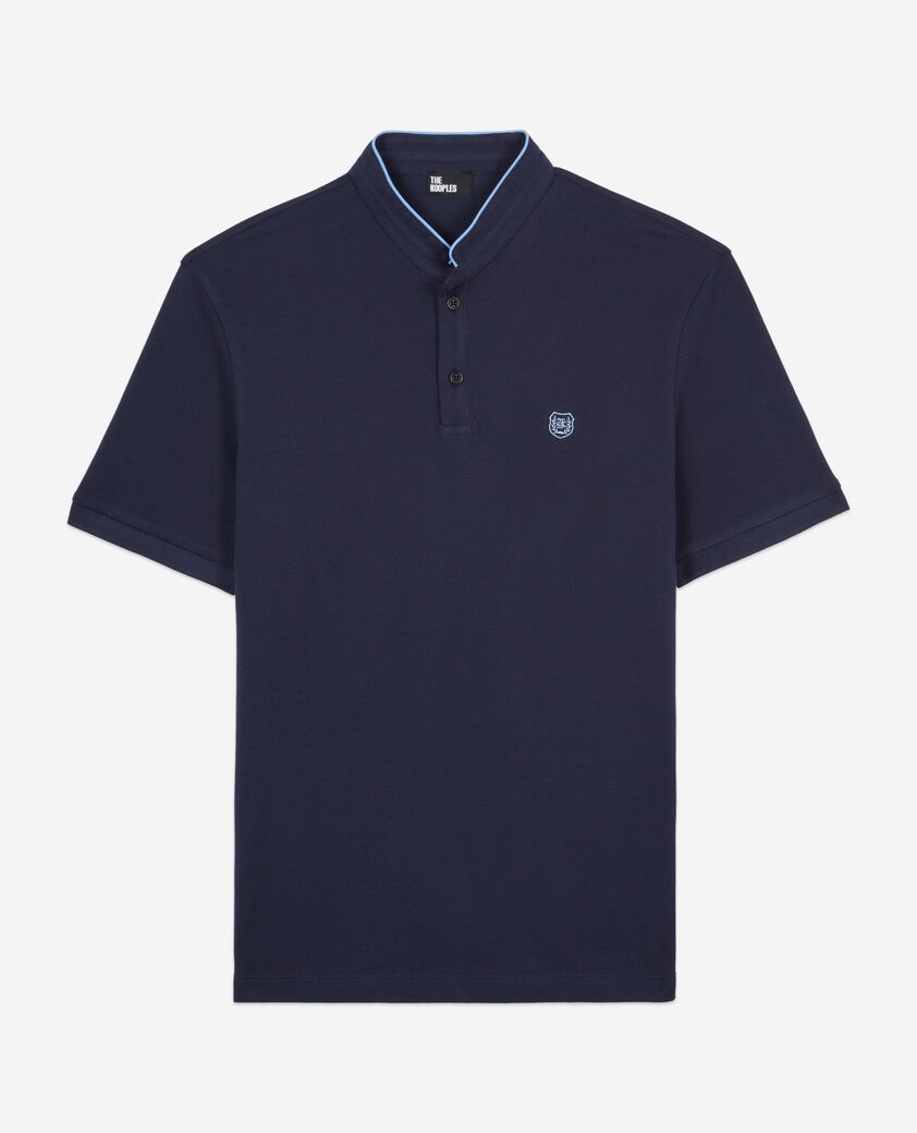 The Kooples HOMME NAVY/ PIPING NAVY polo en coton piqué bleu marine