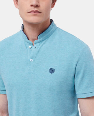 The Kooples H LIGHT BLUE MELANGE blue officer collar polo shirt