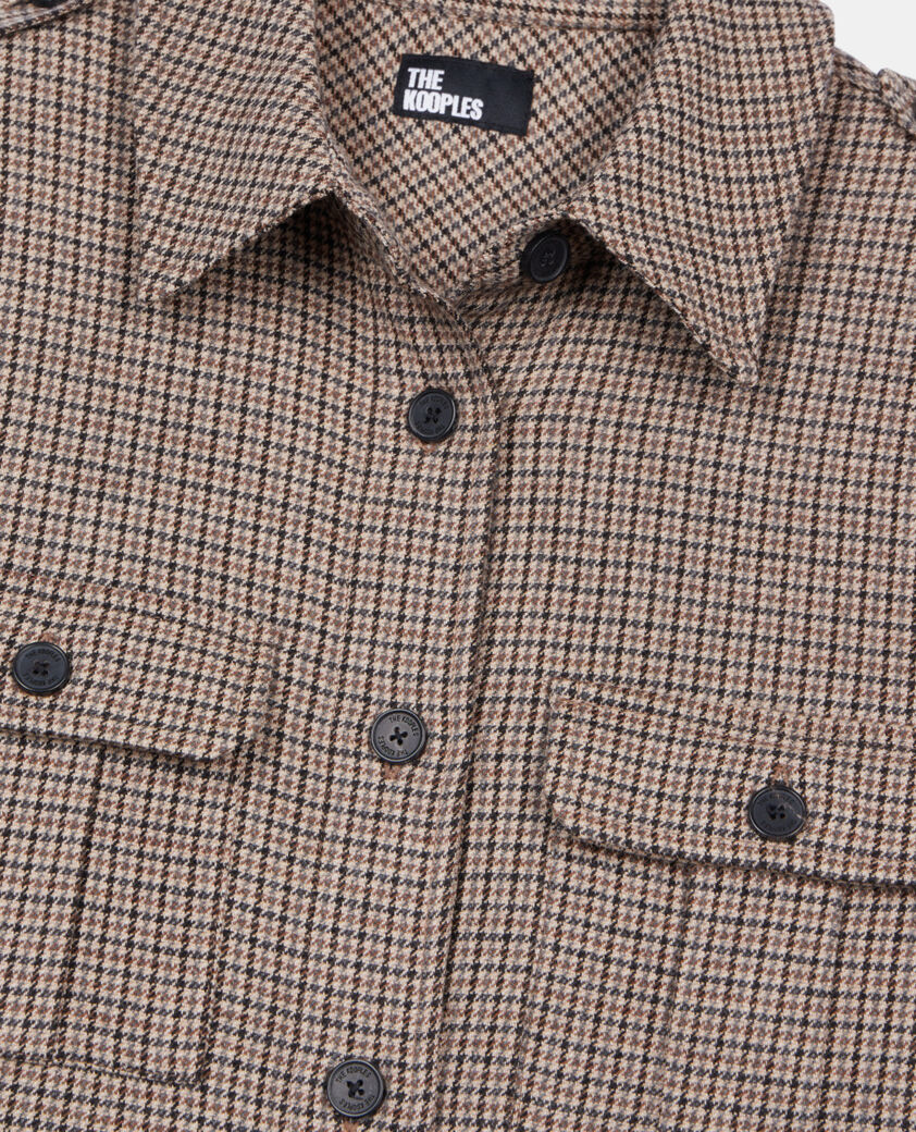The Kooples WOMEN BEIGE-BROWN long checked shirt