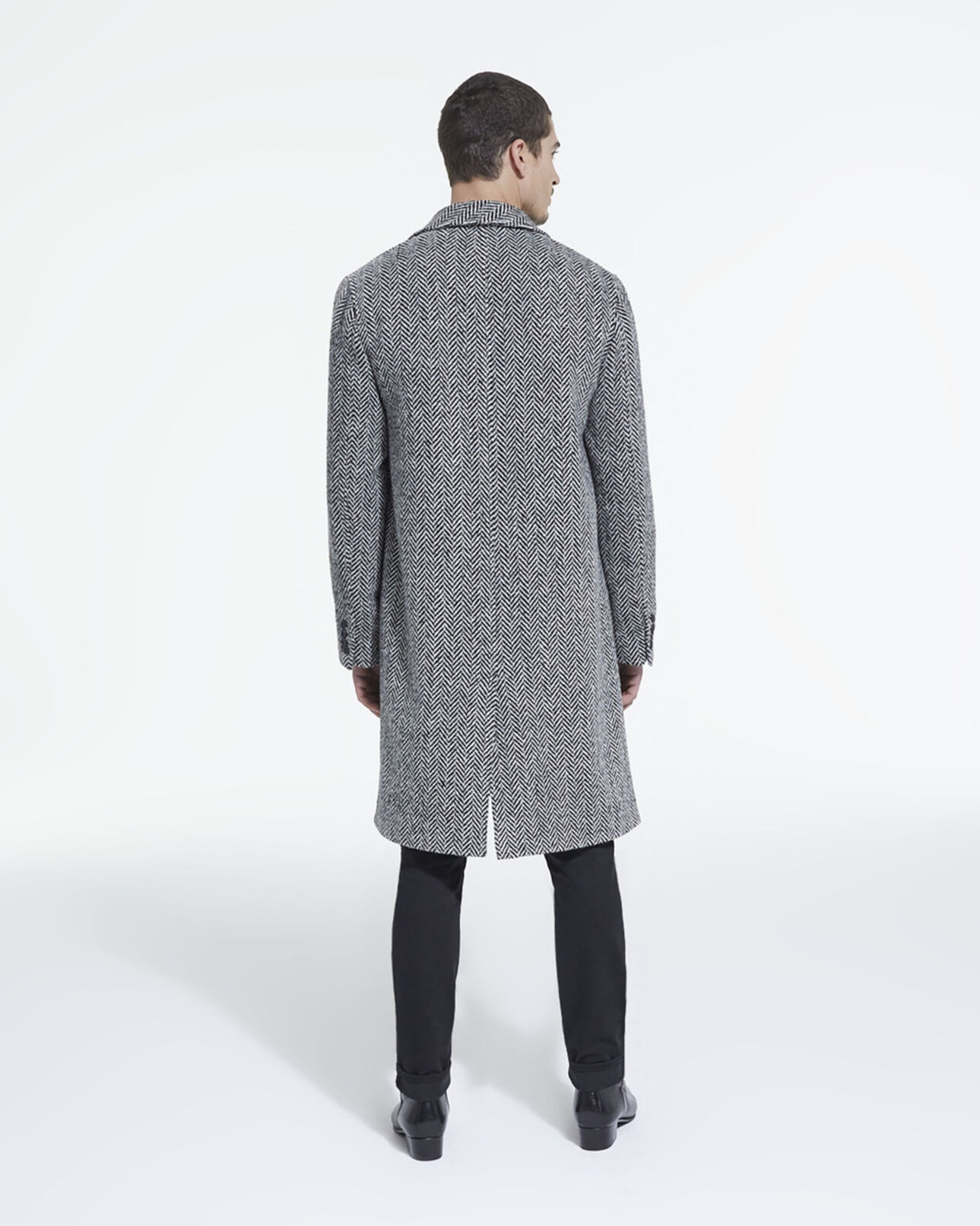 The Kooples HOMME BLACK WHITE manteau en laine à motifs