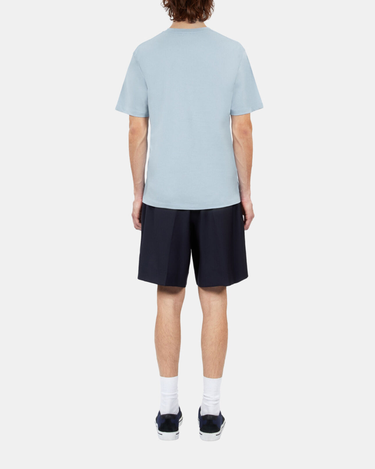 The Kooples HERREN LAVENDER himmelblaues t-shirt mit palmen-stickerei