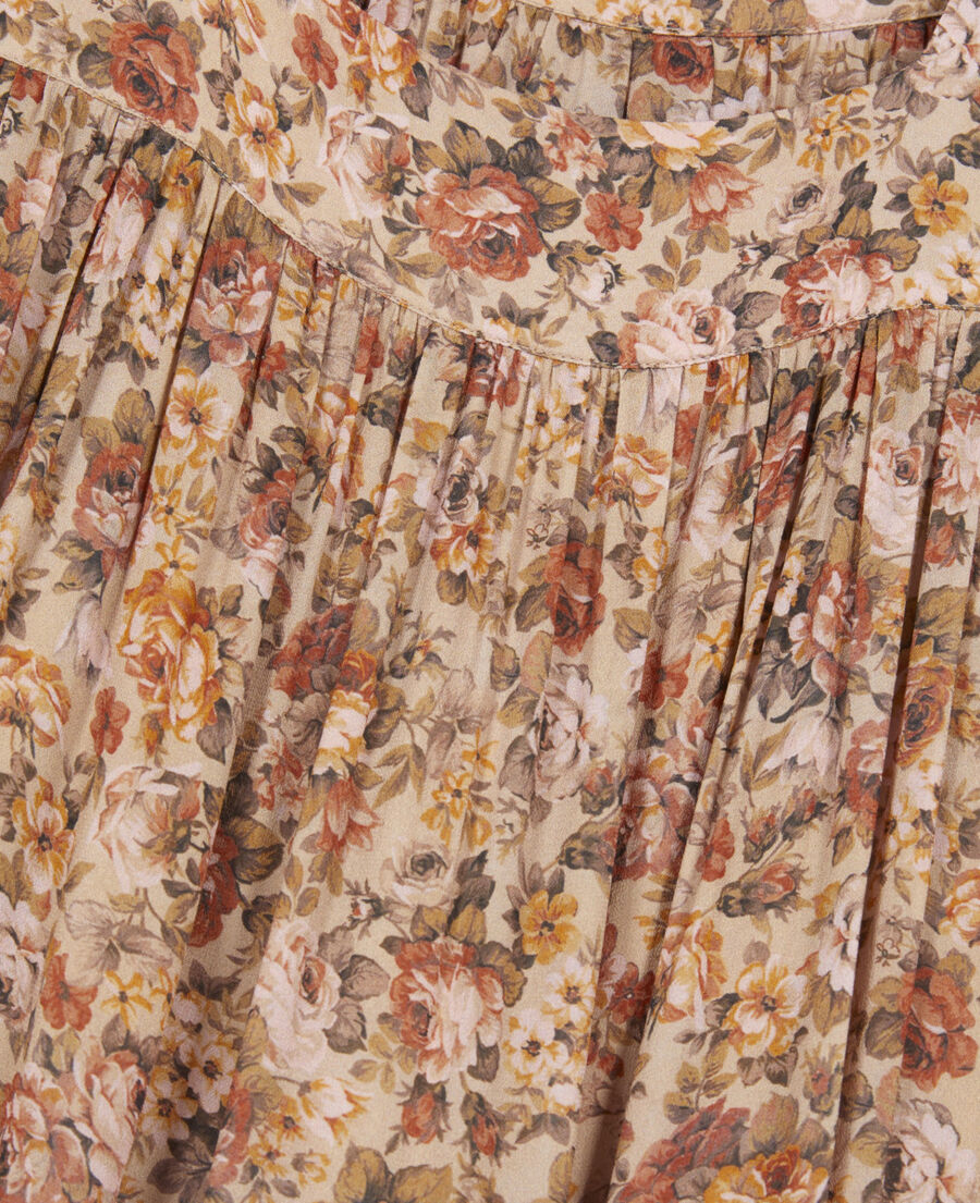 The Kooples F CAMEL / BROWN floral print short dress
