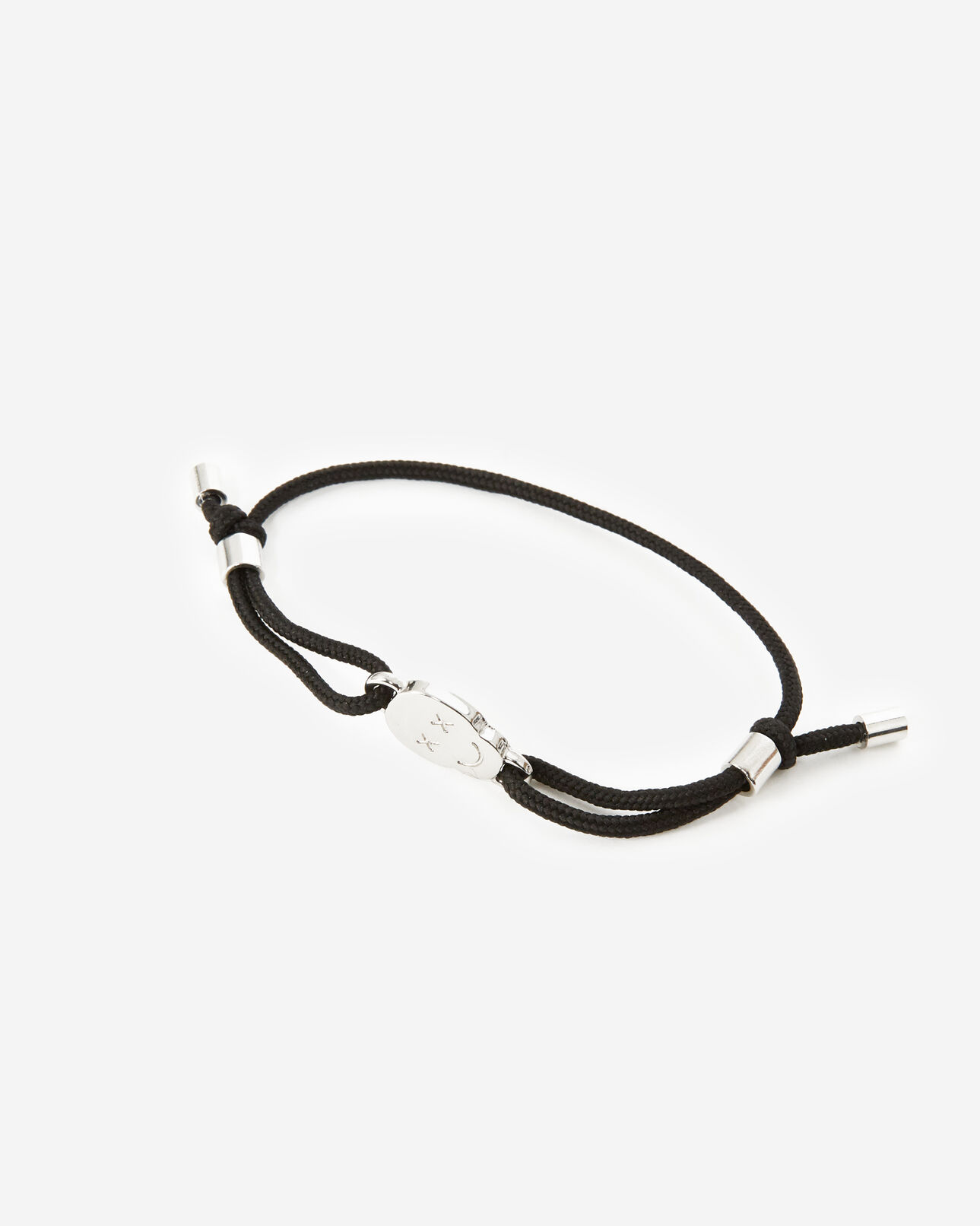 The Kooples HOMME BLACK / SILVER bracelet noir et argenté métal