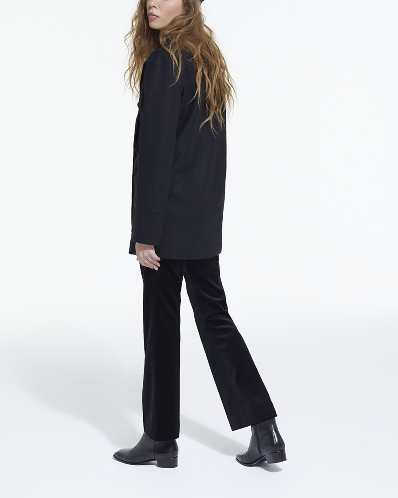 The Kooples WOMEN BLACK wool coat with leopard lining