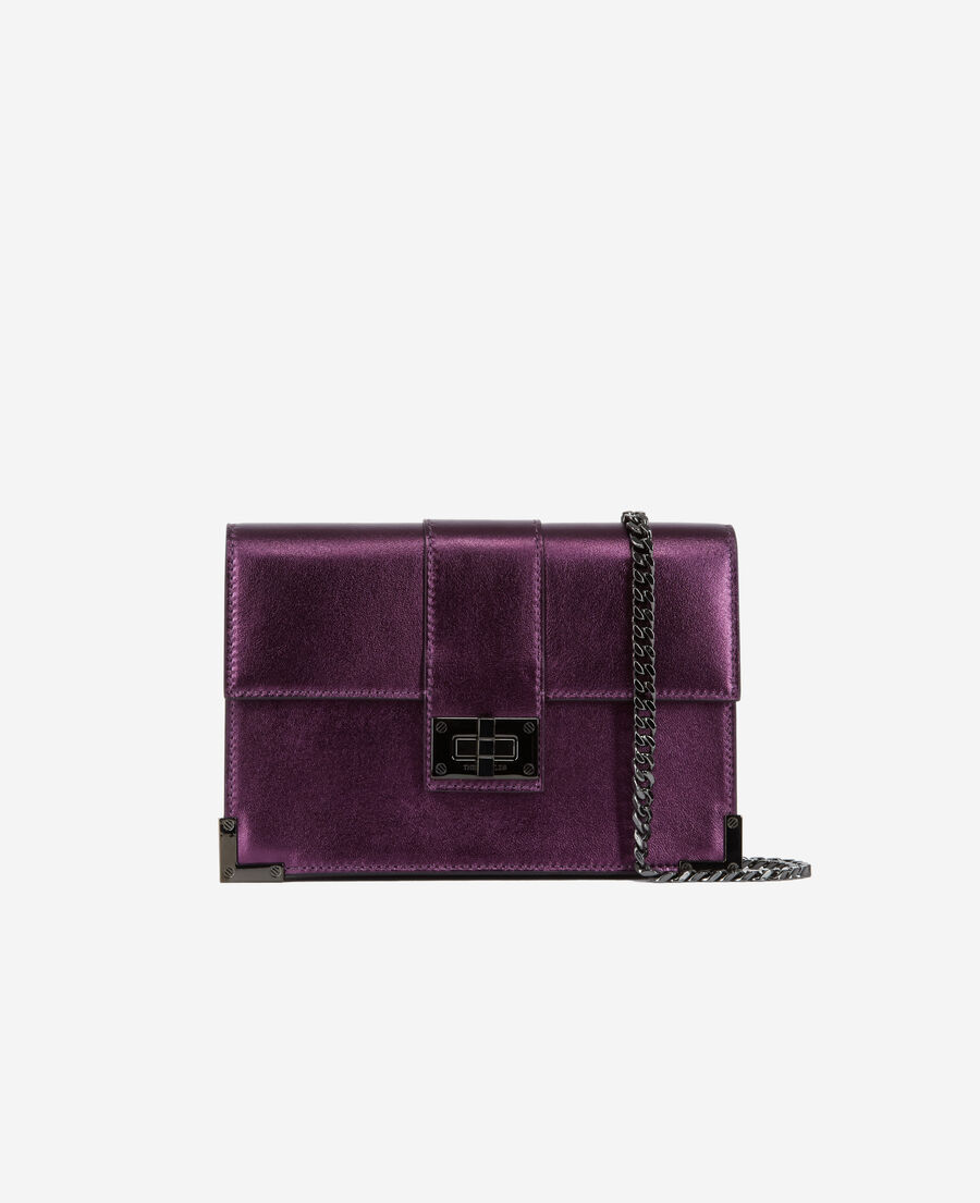 medium emily clutch bag in purple leather