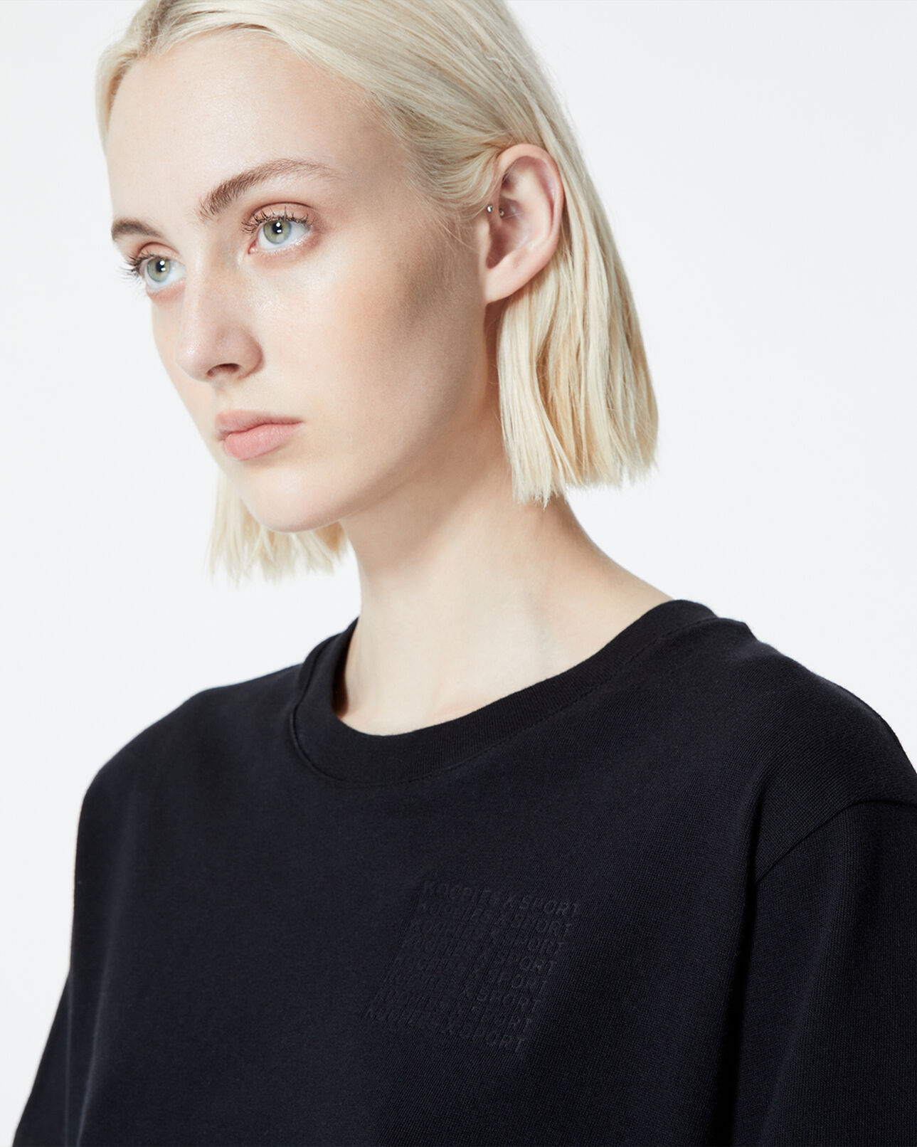 The Kooples FEMME BLACK t-shirt noir coton à logo embossé